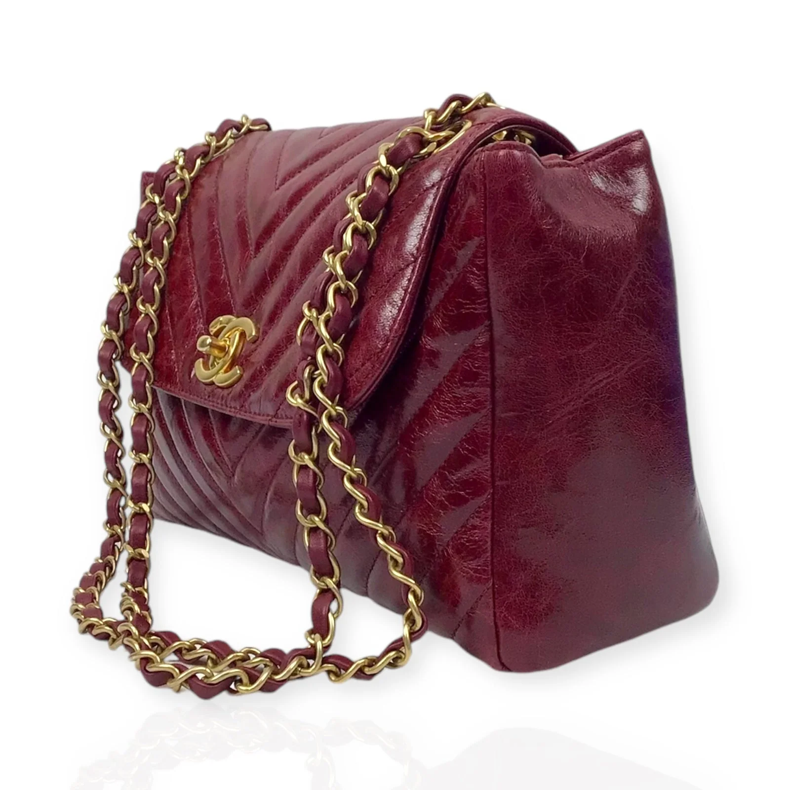 Chanel Burgundy Flap Bag - Classic Double Chain in Luxe Burgundy Leather - Image 10