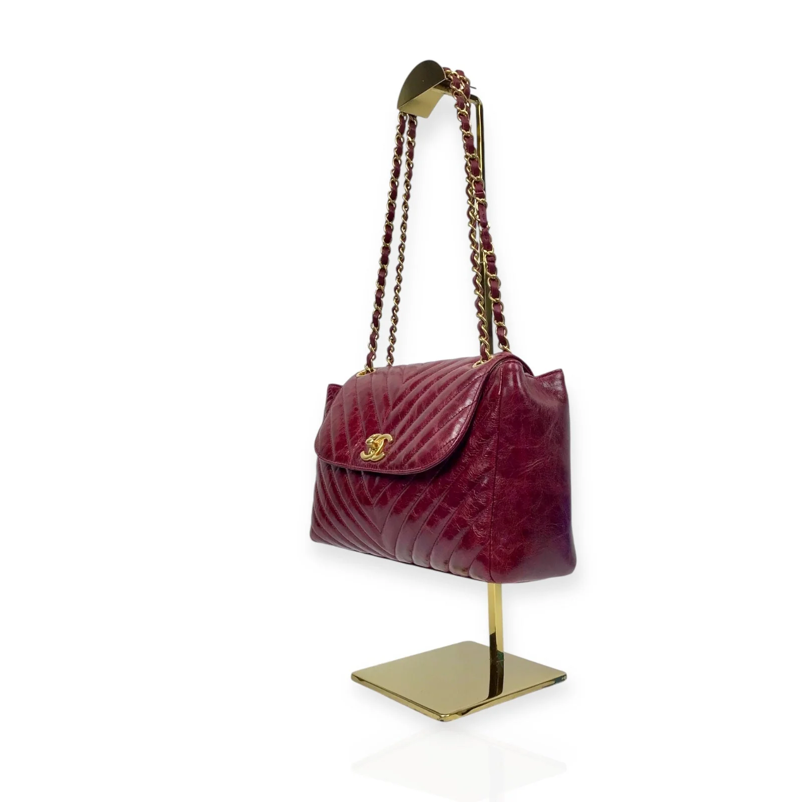 Chanel Burgundy Flap Bag - Classic Double Chain in Luxe Burgundy Leather - Image 11