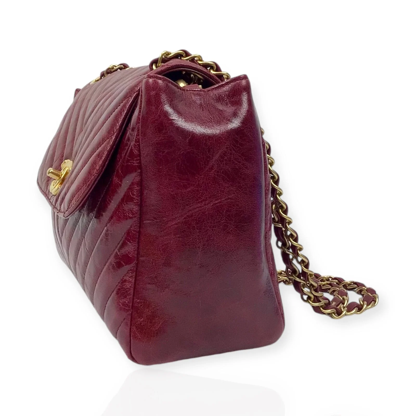 Chanel Burgundy Flap Bag - Classic Double Chain in Luxe Burgundy Leather - Image 12