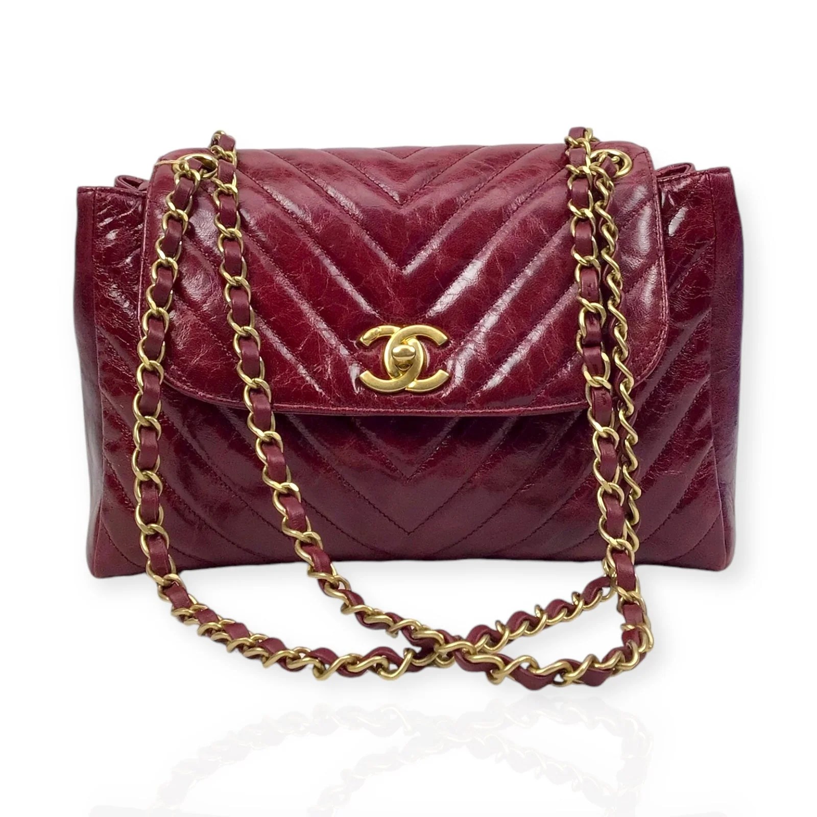 Chanel Burgundy Flap Bag - Classic Double Chain in Luxe Burgundy Leather - Image 3