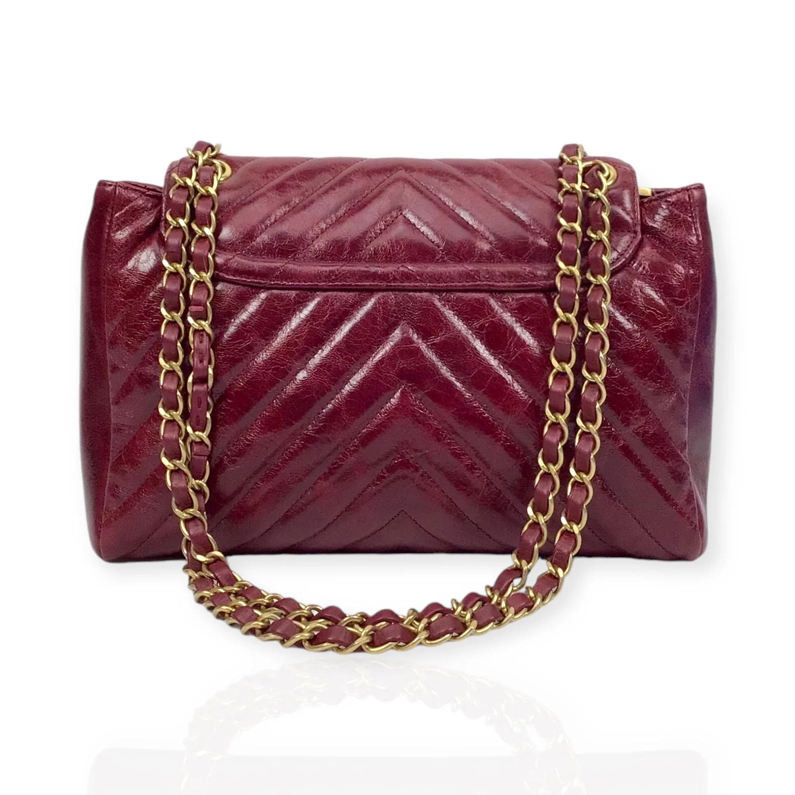 Chanel Burgundy Flap Bag - Classic Double Chain in Luxe Burgundy Leather - Image 4
