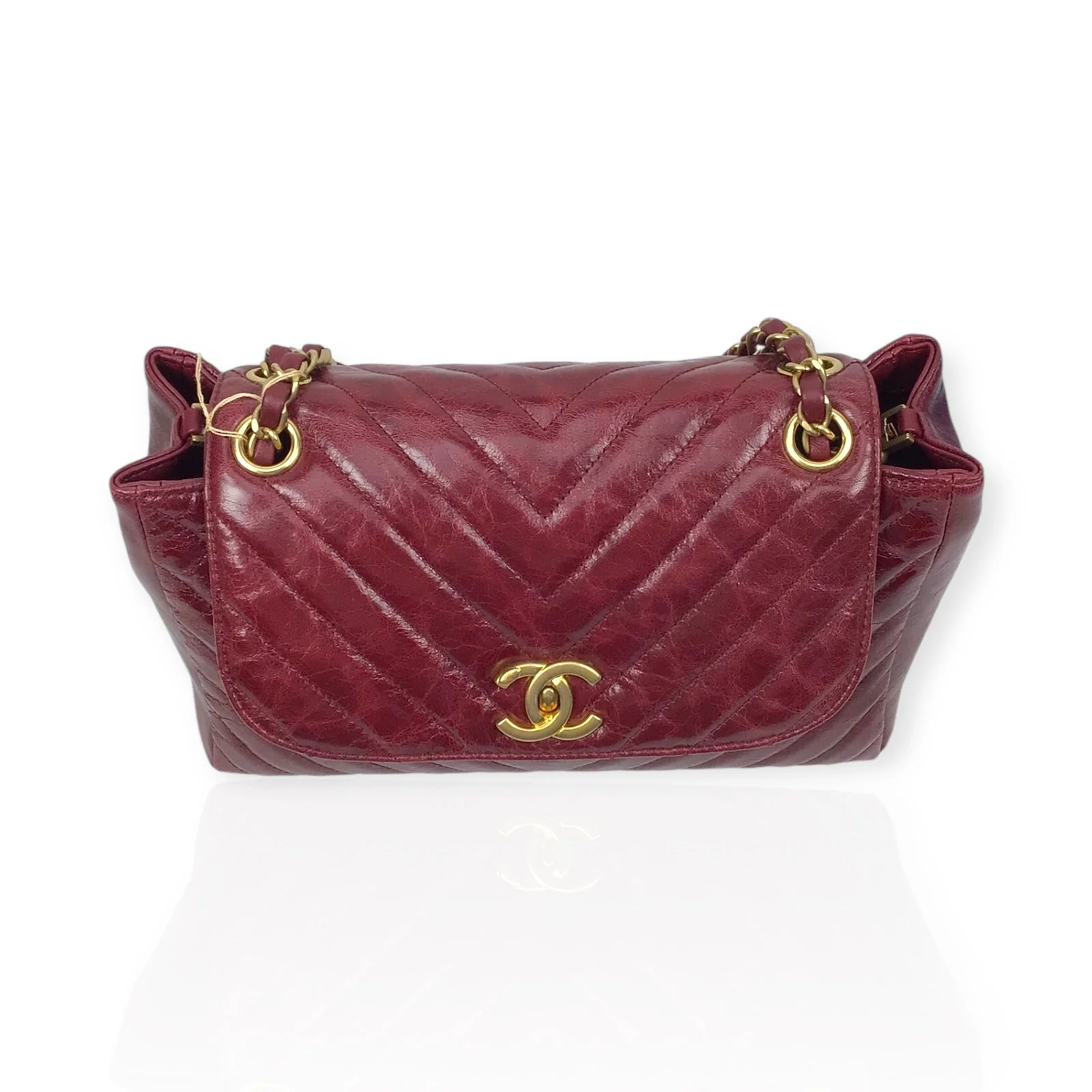 Chanel Burgundy Flap Bag - Classic Double Chain in Luxe Burgundy Leather - Image 5