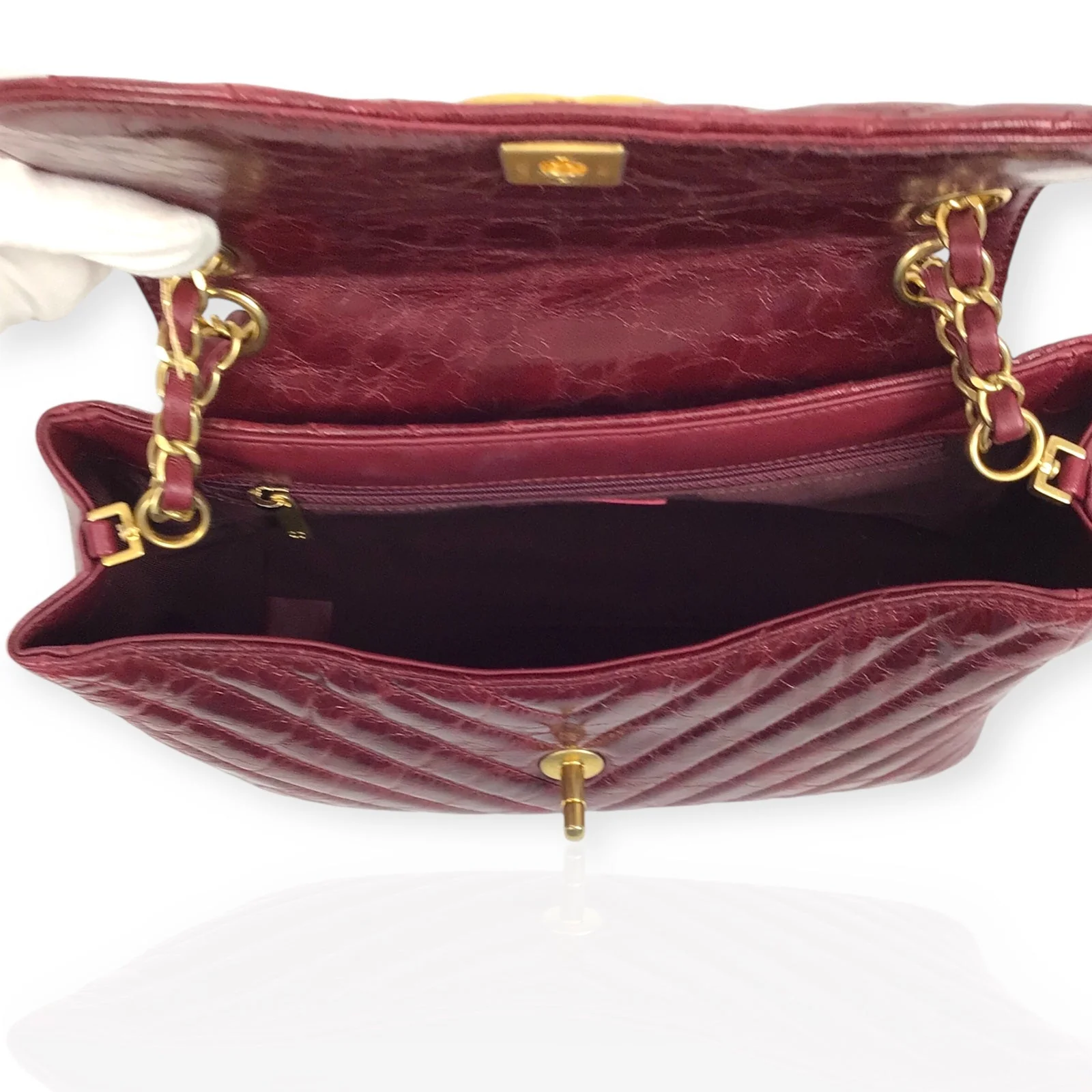 Chanel Burgundy Flap Bag - Classic Double Chain in Luxe Burgundy Leather - Image 6