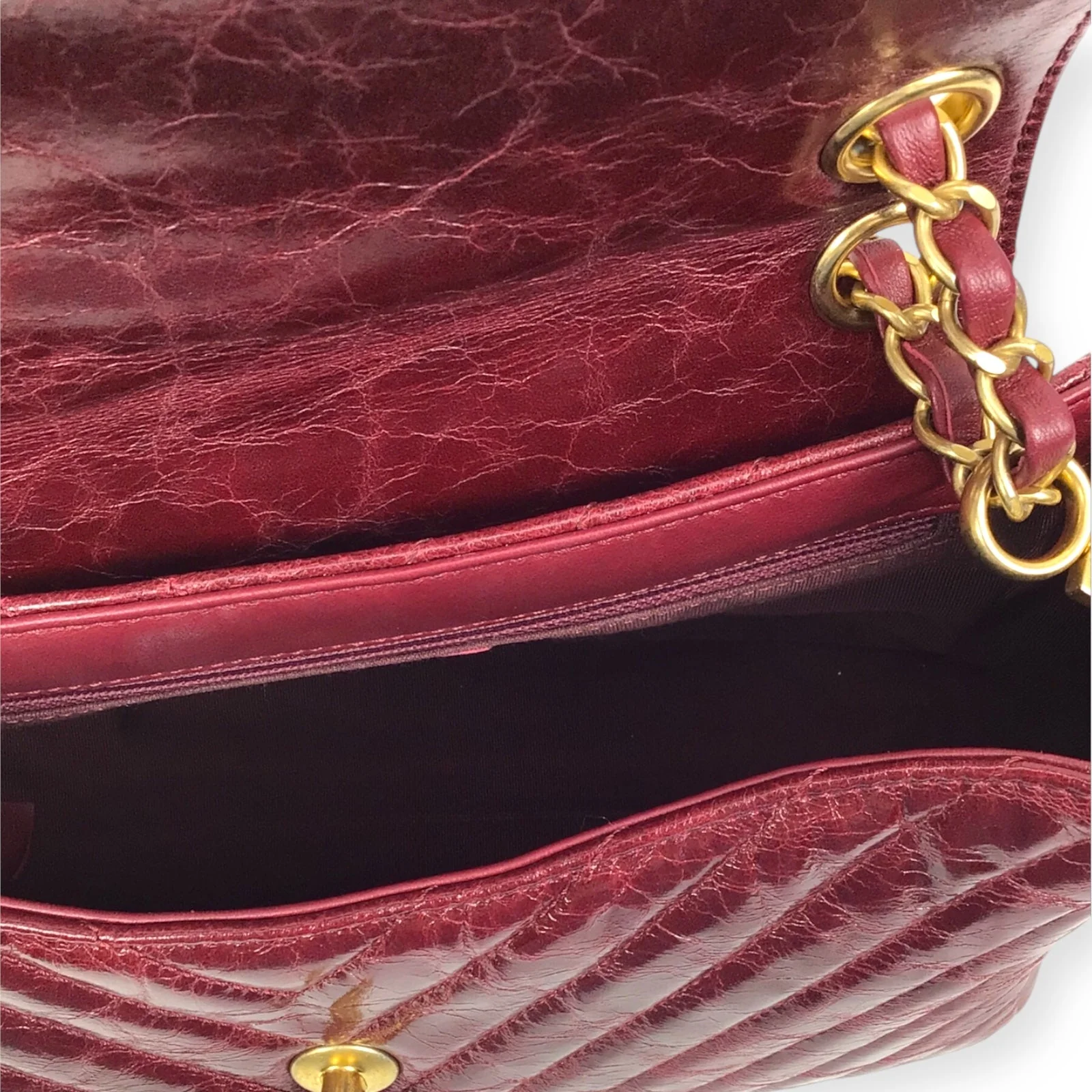 Chanel Burgundy Flap Bag - Classic Double Chain in Luxe Burgundy Leather - Image 7