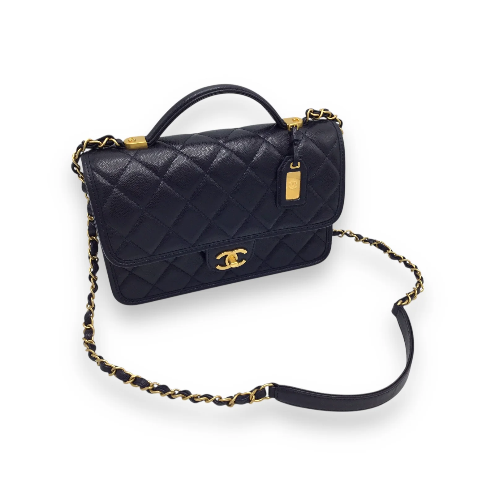 Chanel Flap Bag Dark Blue Caviar Leather w/ Gold Hardware - Image 6