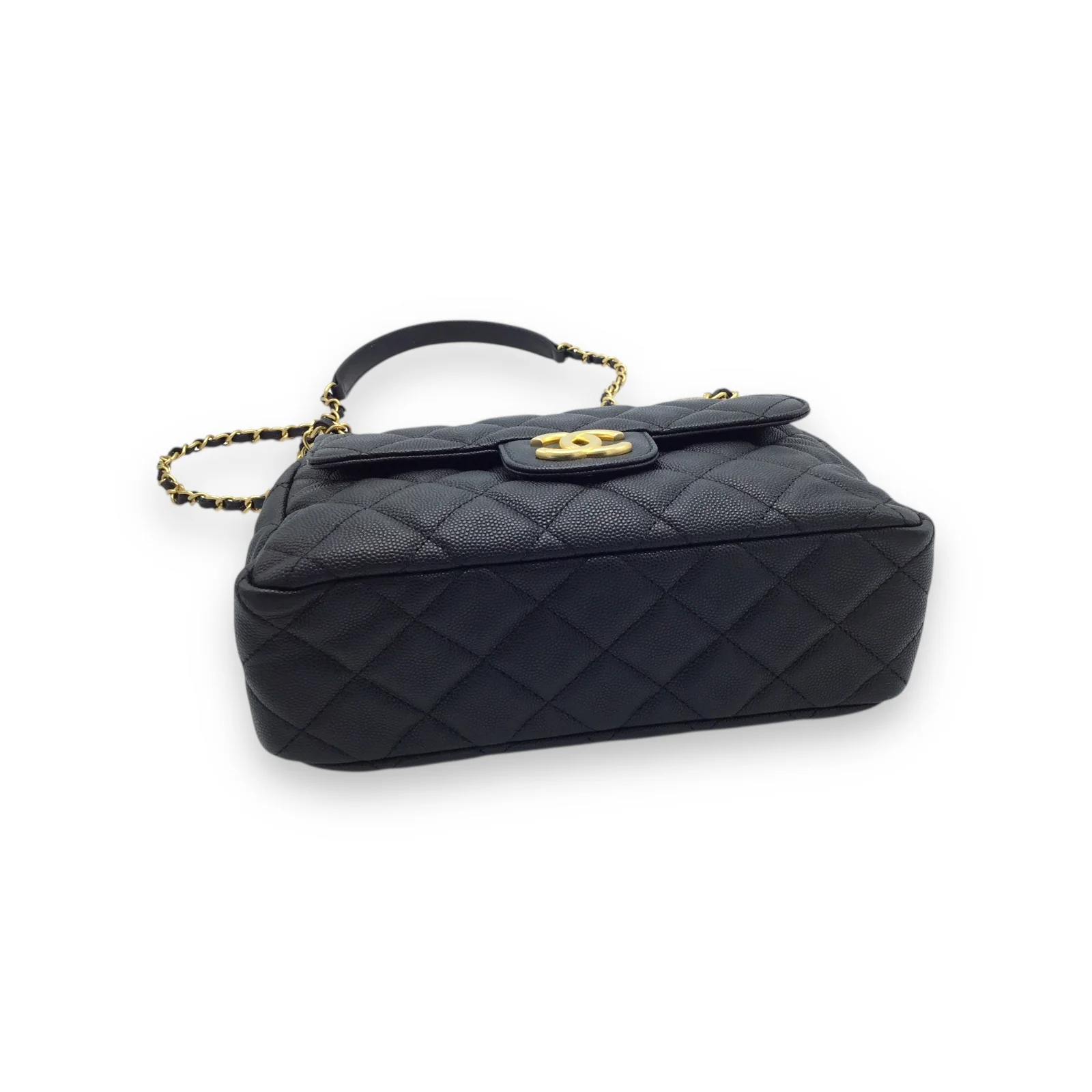 Chanel Hobo Handbag Black Caviar Leather & Gold-Toned Hardware - Image 10