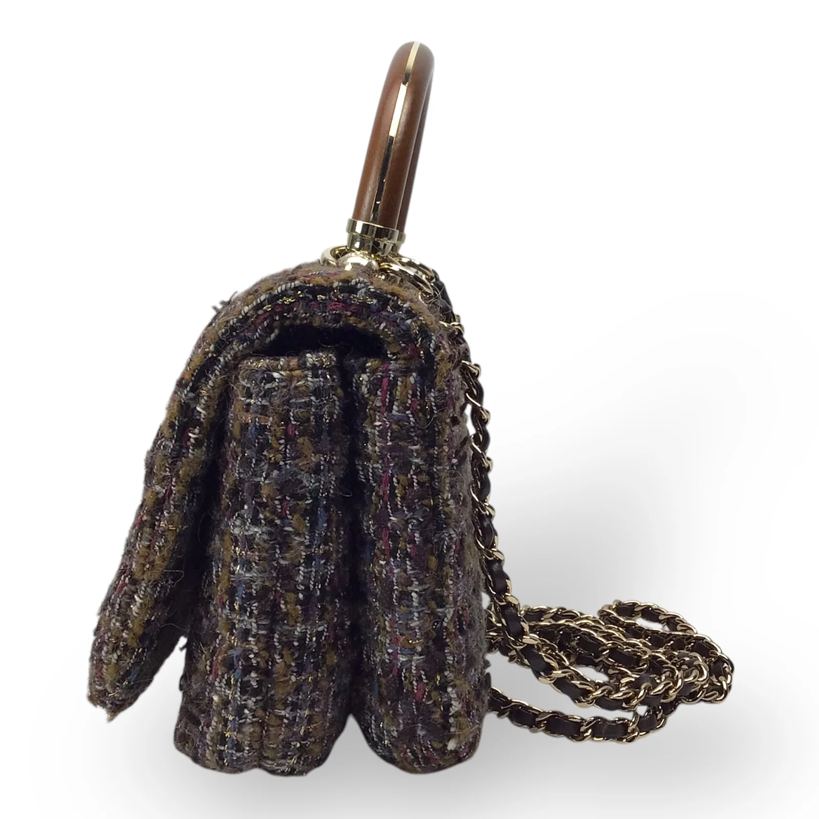CHANEL Knock on Wood Flap Bag Tweed Multicolor 2018 w/ Card - Image 8