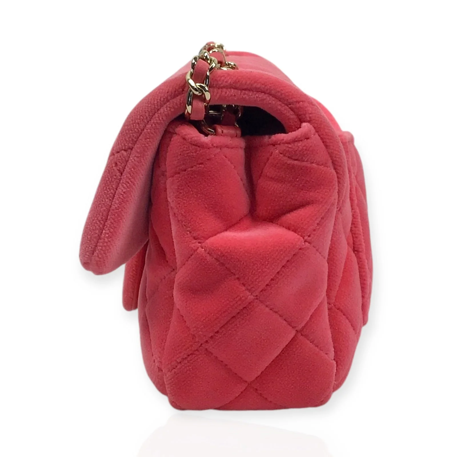 Chanel Mini Pearl Crush Flap - Pink Velvet Quilted Mini Rectangle Handbag - Image 3