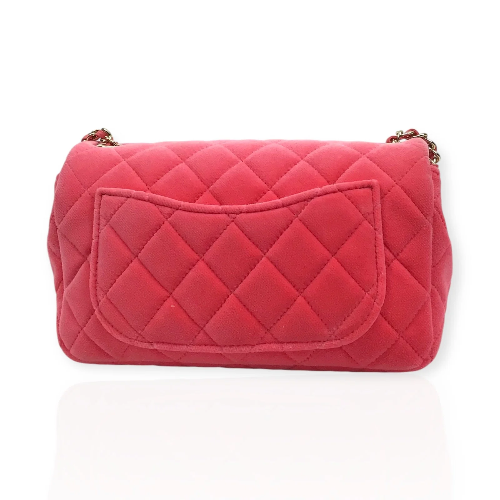 Chanel Mini Pearl Crush Flap - Pink Velvet Quilted Mini Rectangle Handbag - Image 4