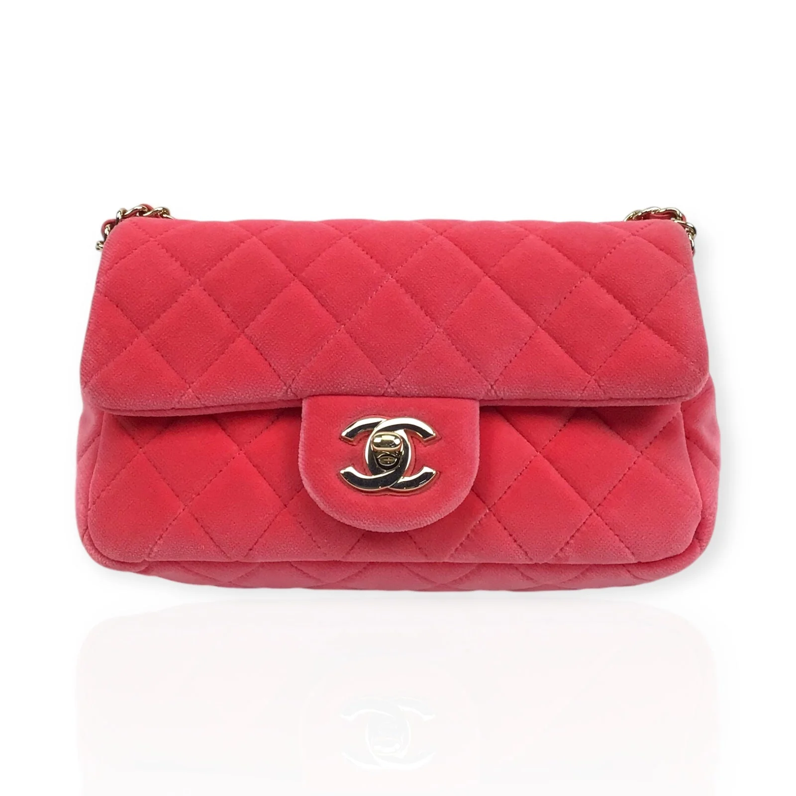 Chanel Mini Pearl Crush Flap - Pink Velvet Quilted Mini Rectangle Handbag - Image 5