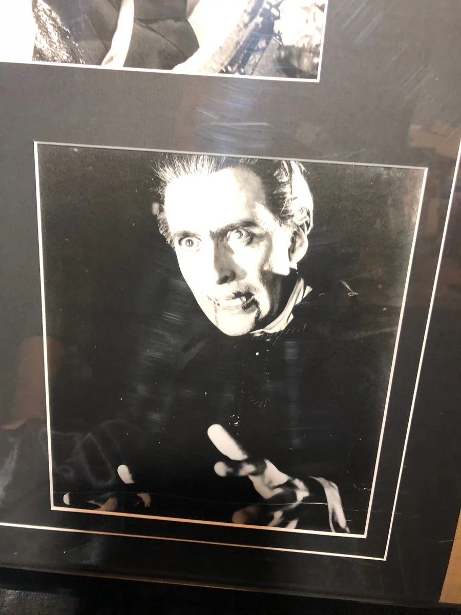 Christopher Lee autographed index card in collage w/ JSA certification - Image 3