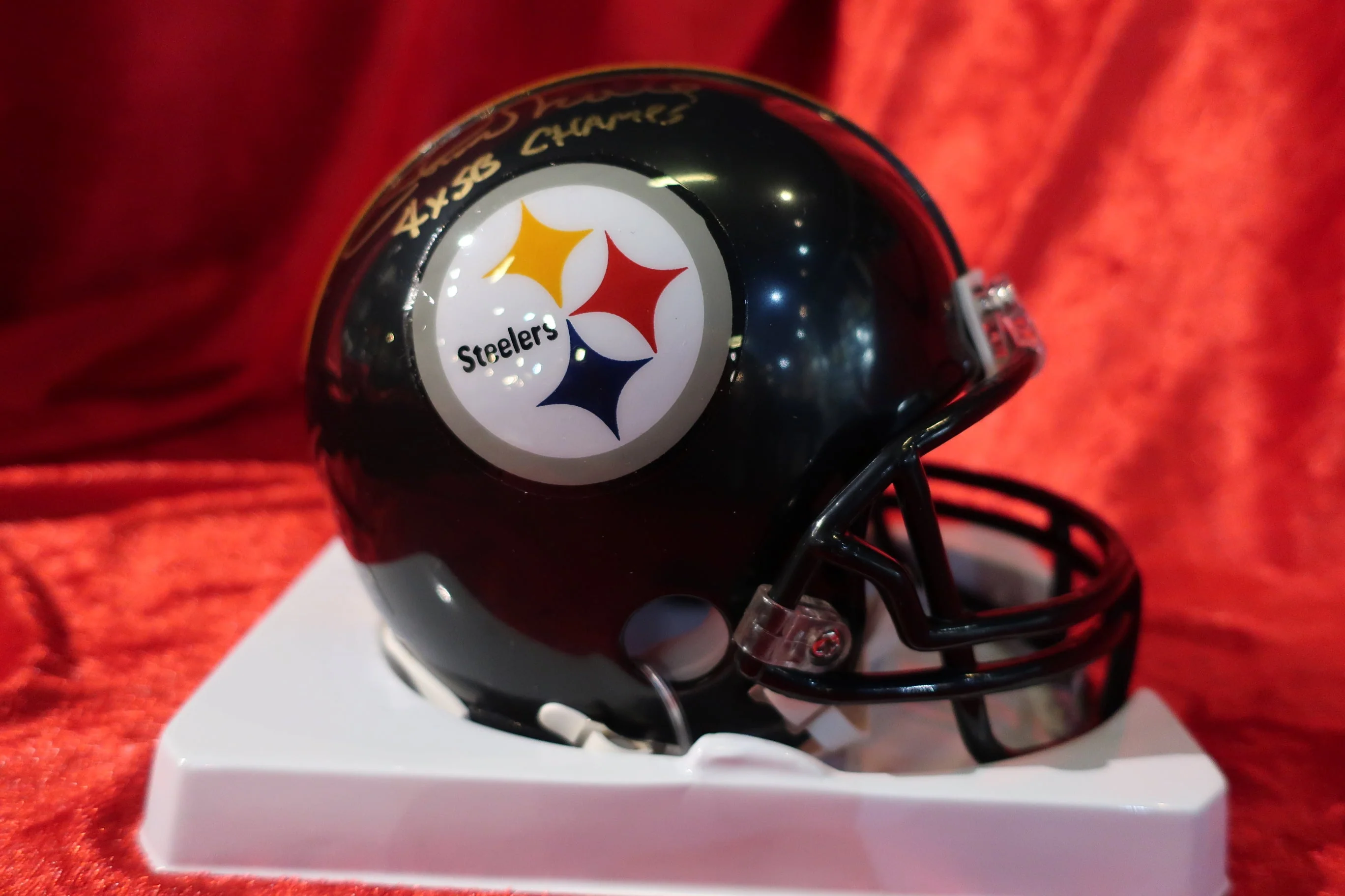 Chuck Noll Steelers Autographed Football Mini Helmet - Image 2
