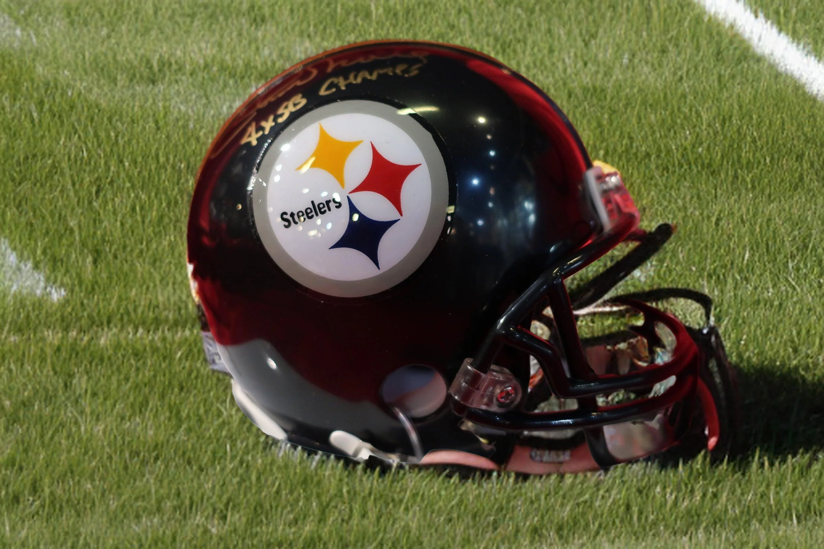 Chuck Noll Steelers Autographed Football Mini Helmet - Image 5