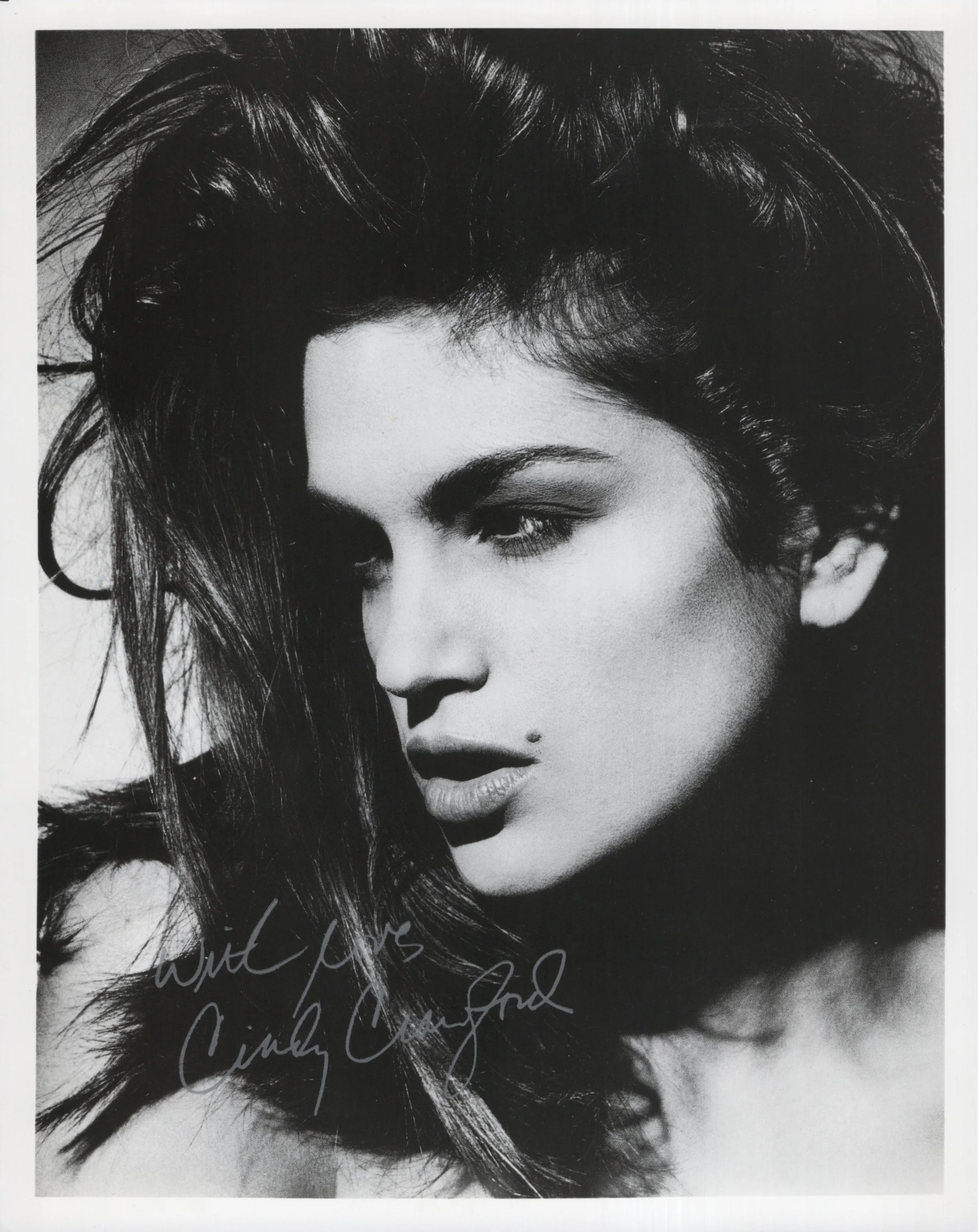 Cindy Crawford Signed Photo 8x10 B&W Personalized "With Love", Cindy Crawford Autograph on B&W Headshot