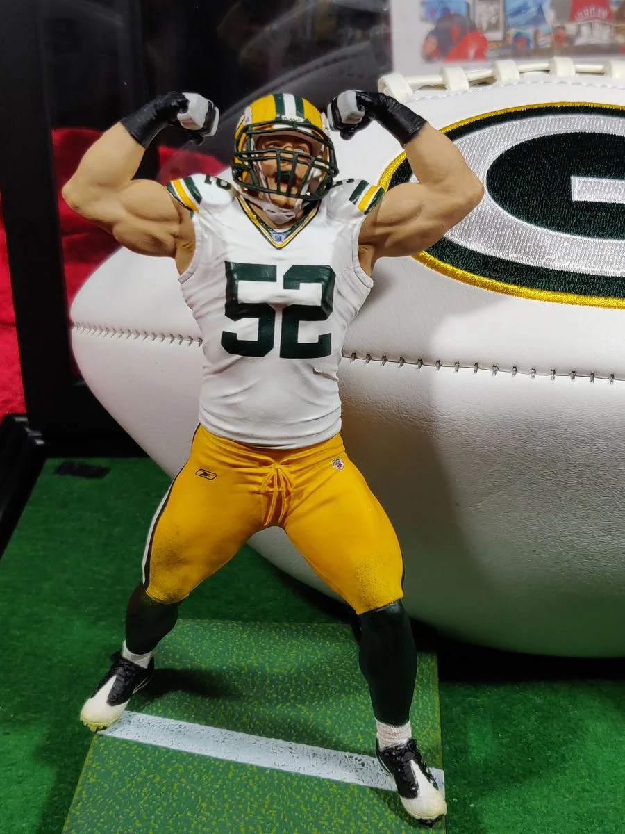 Clay Matthews Green Bay Autographed Football Shadowbox with Card and Figure - Image 8