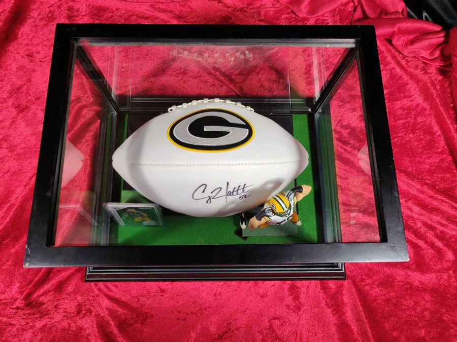 Clay Matthews Packers Signed Football Shadowbox w/ Jersey Card & Figure - Image 8