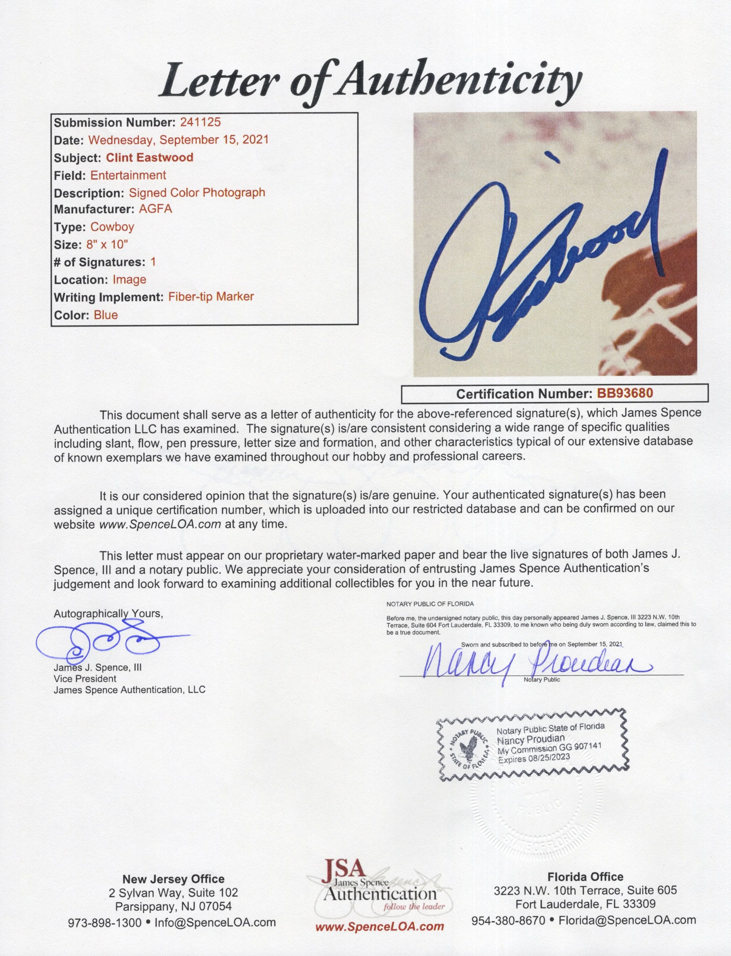 Clint Eastwood Signed Photo 8x10 – Fistful of Dollars, JSA & PSA Certified - Image 3