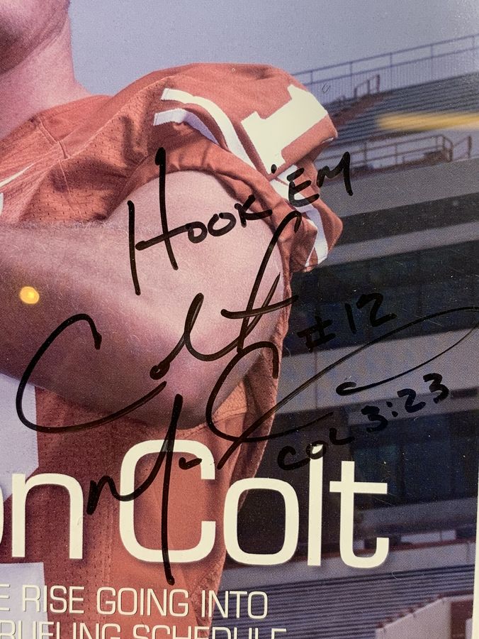 Colt McCoy Signed Horns Illustrated 2008 Magazine "Hook 'Em" Framed Display - Image 2