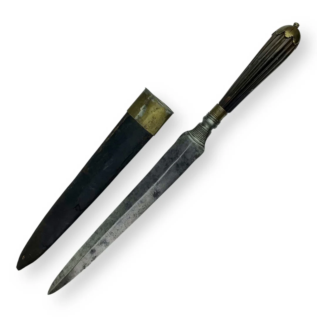 Continental European Dagger c. 1810 with Leather & Metal Sheath - Image 3