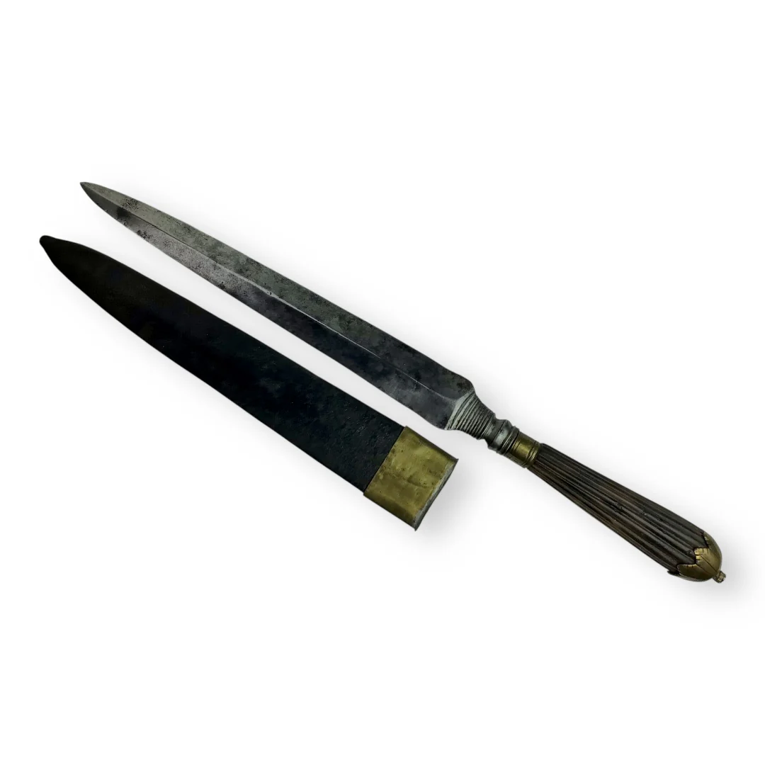 Continental European Dagger c. 1810 with Leather & Metal Sheath - Image 4