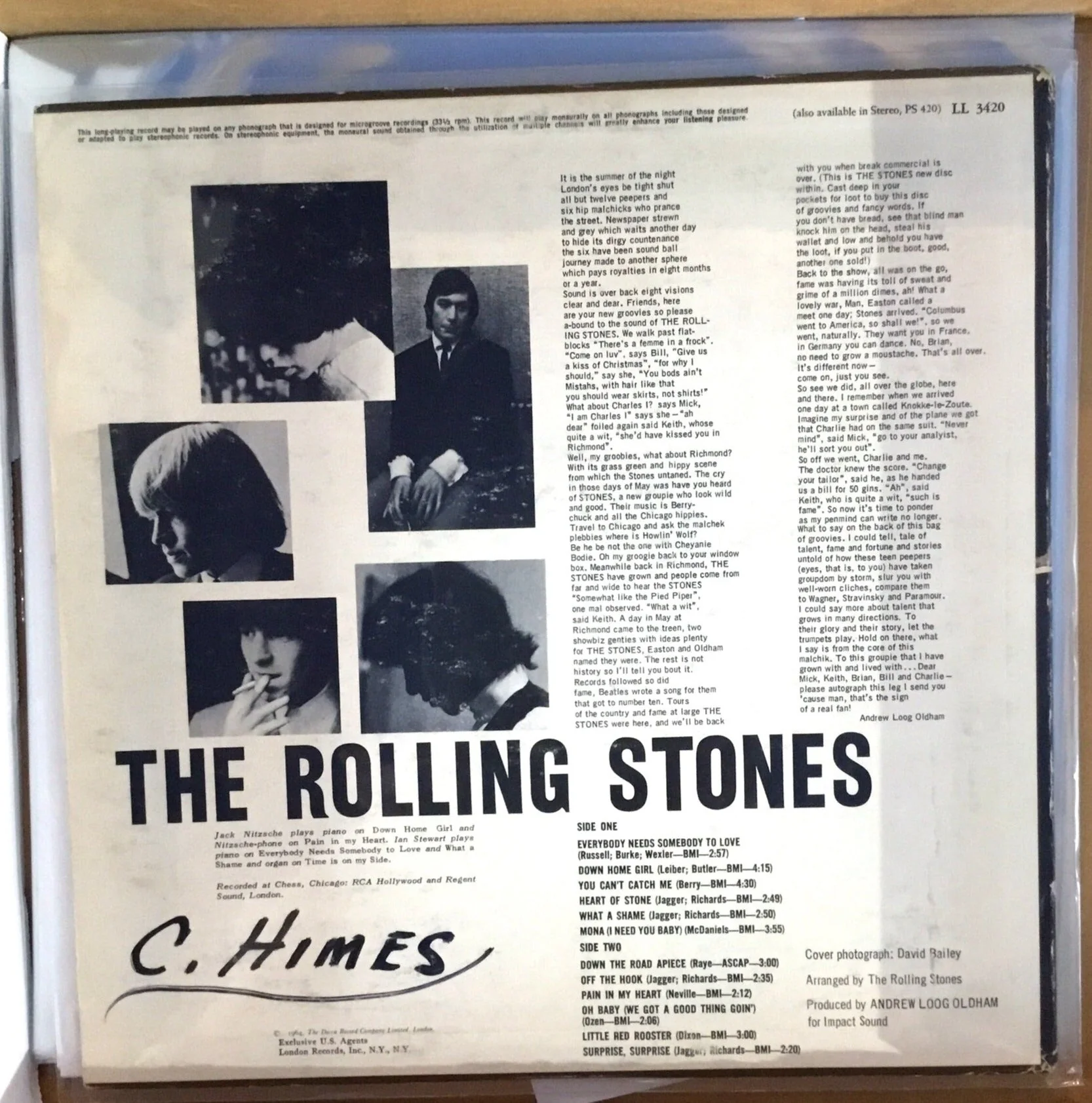 1965 The Rolling Stones, Now! Cover & Vinyl VG+ Cover VG London Mono LL-3420 - Image 3