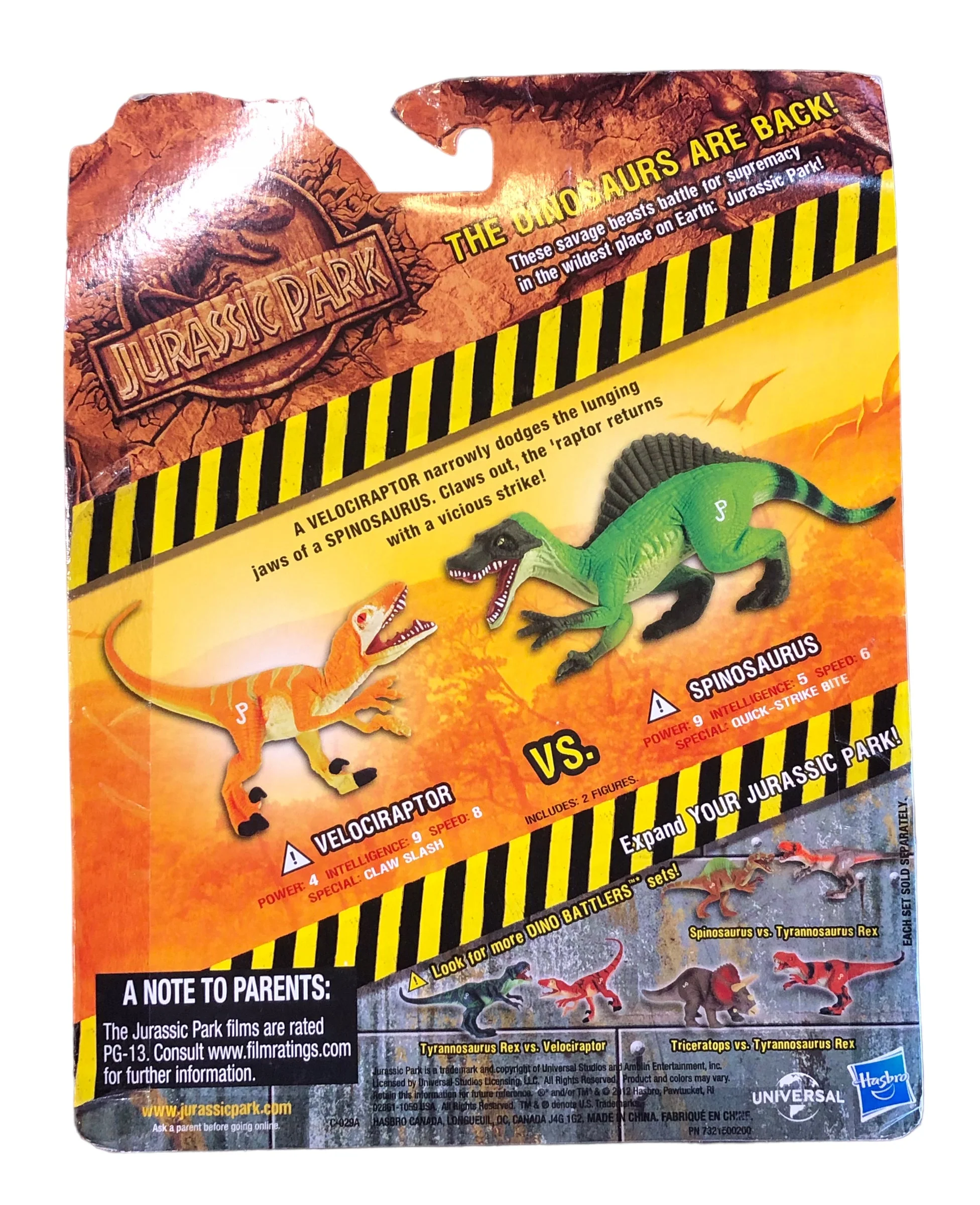 Hasbro 2012 Jurassic Park Dino Battlers Spinosaurus vs Velociraptor Action Figures - Image 6