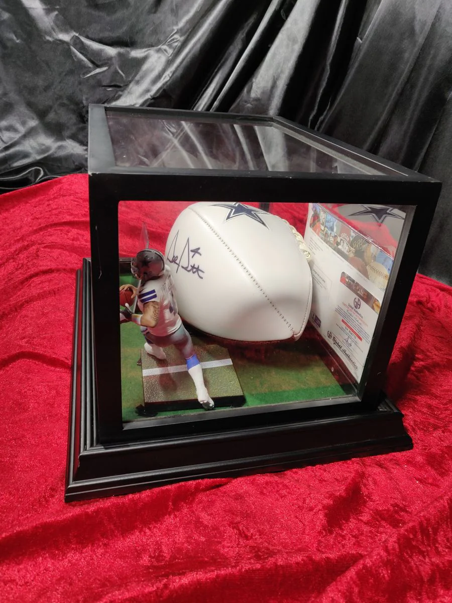 Dak Prescott Dallas Cowboys Autographed Football Shadowbox with Card and Figure - Image 4