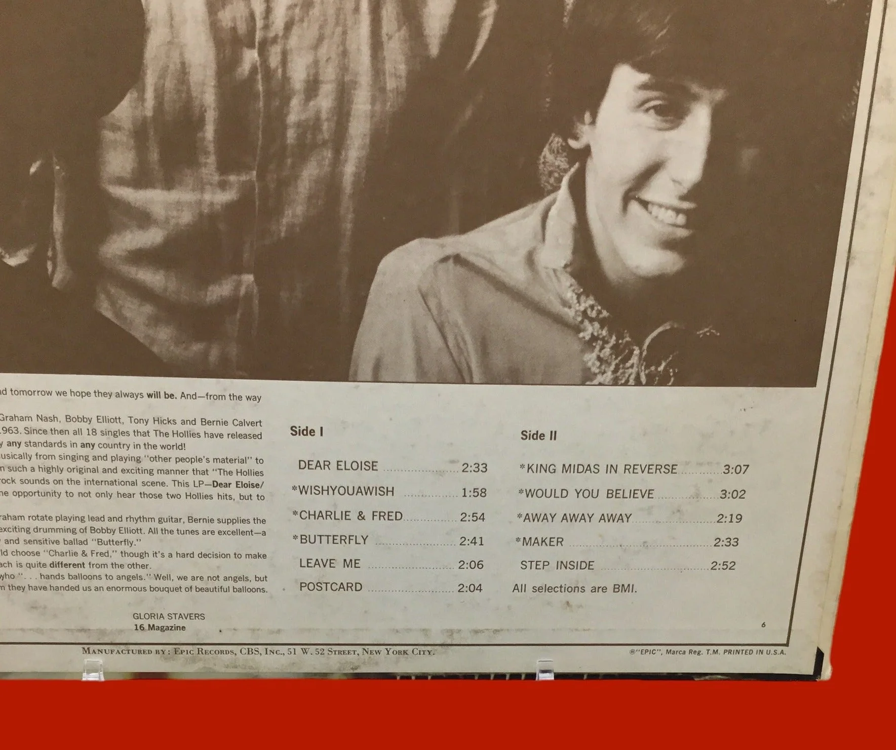 HOLLIES~DEAR ELOISE/KING MIDAS ORIGINAL 1967 EPIC Stereo - Image 3