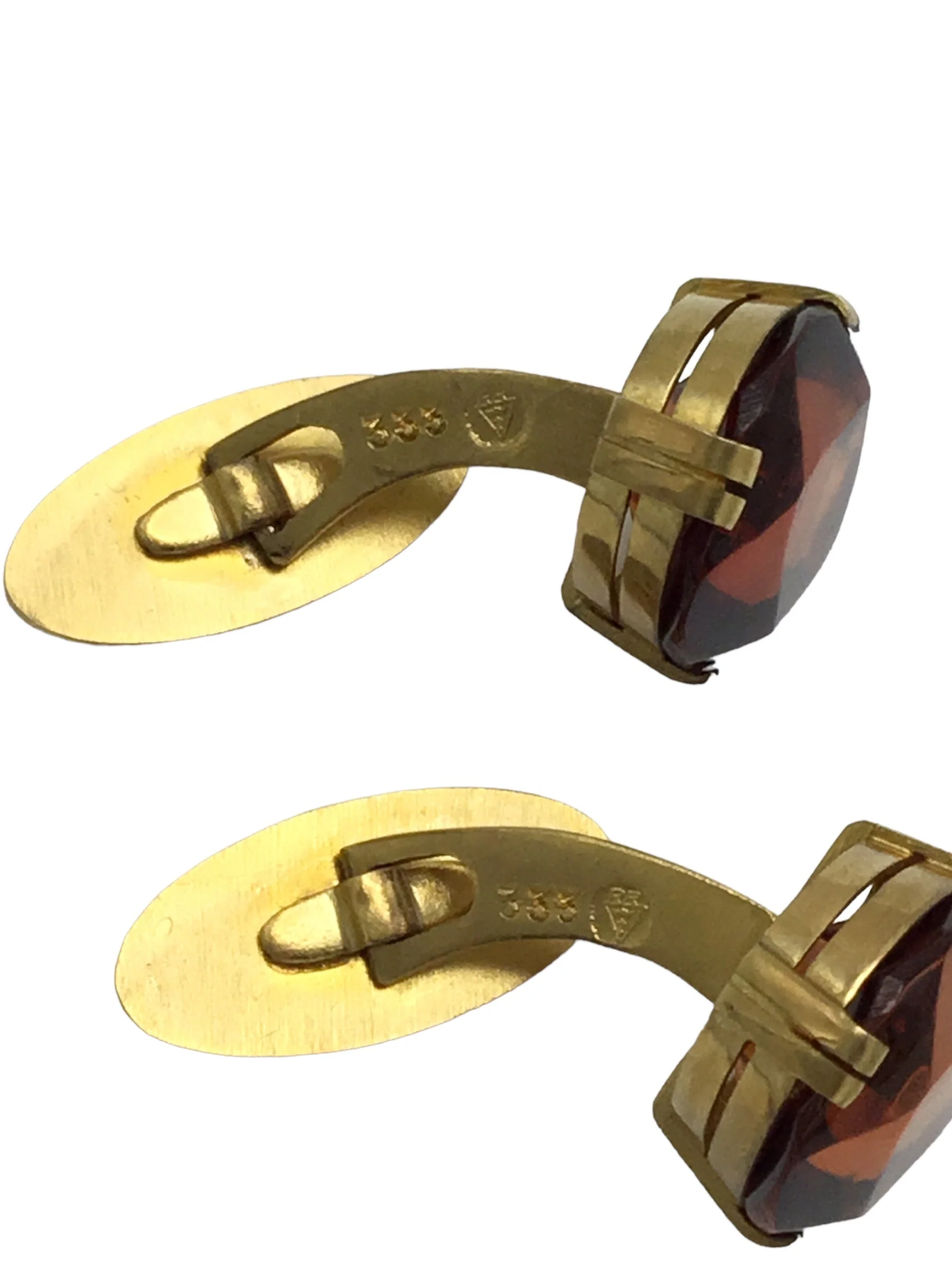 Cufflinks pair 18kt yellow gold, hallmarked 333, maker's mark RR over triangle cartouche - Image 3