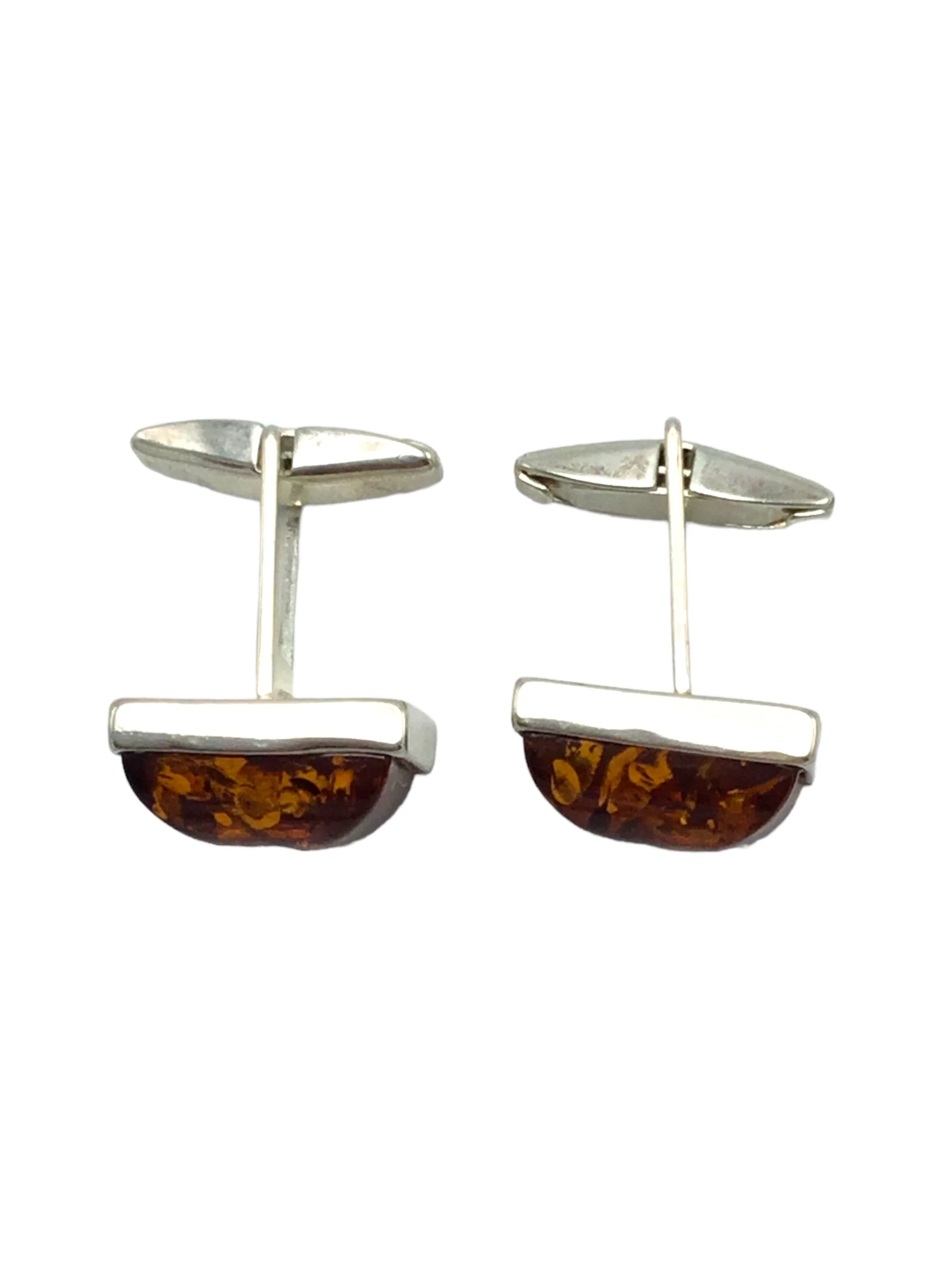 Cufflinks pair silver-tone metal, unmarked - Image 2