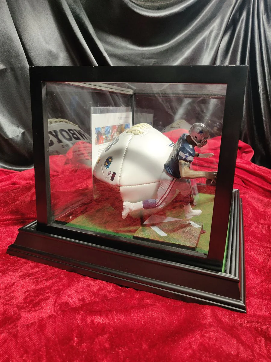 Dak Prescott Cowboys Autographed Football Shadowbox with Jersey Card & Figure - Image 10