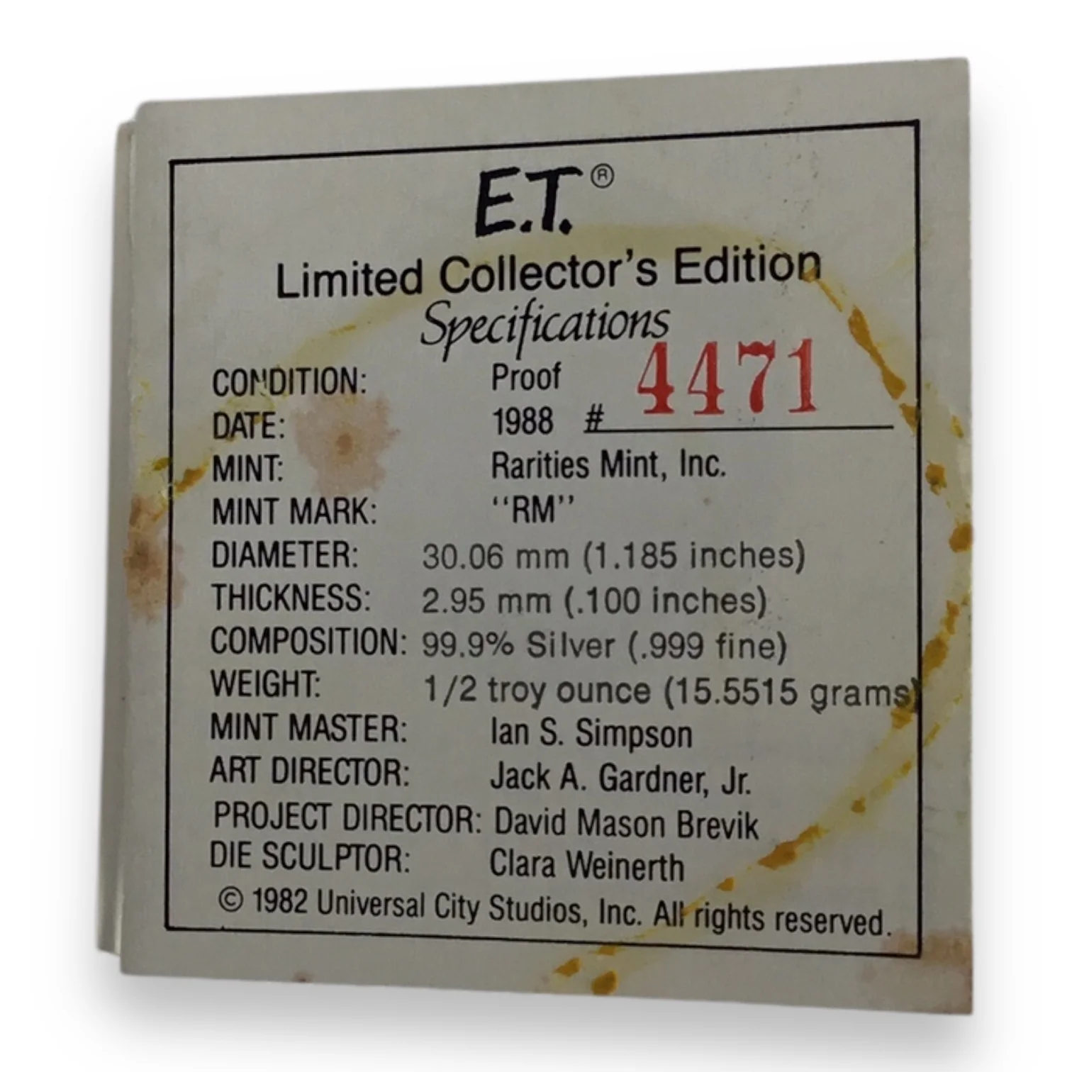 E.T The Extra-Terrestrial Limited Edition Collector Silver Coin Set 1982 with Case - Image 10