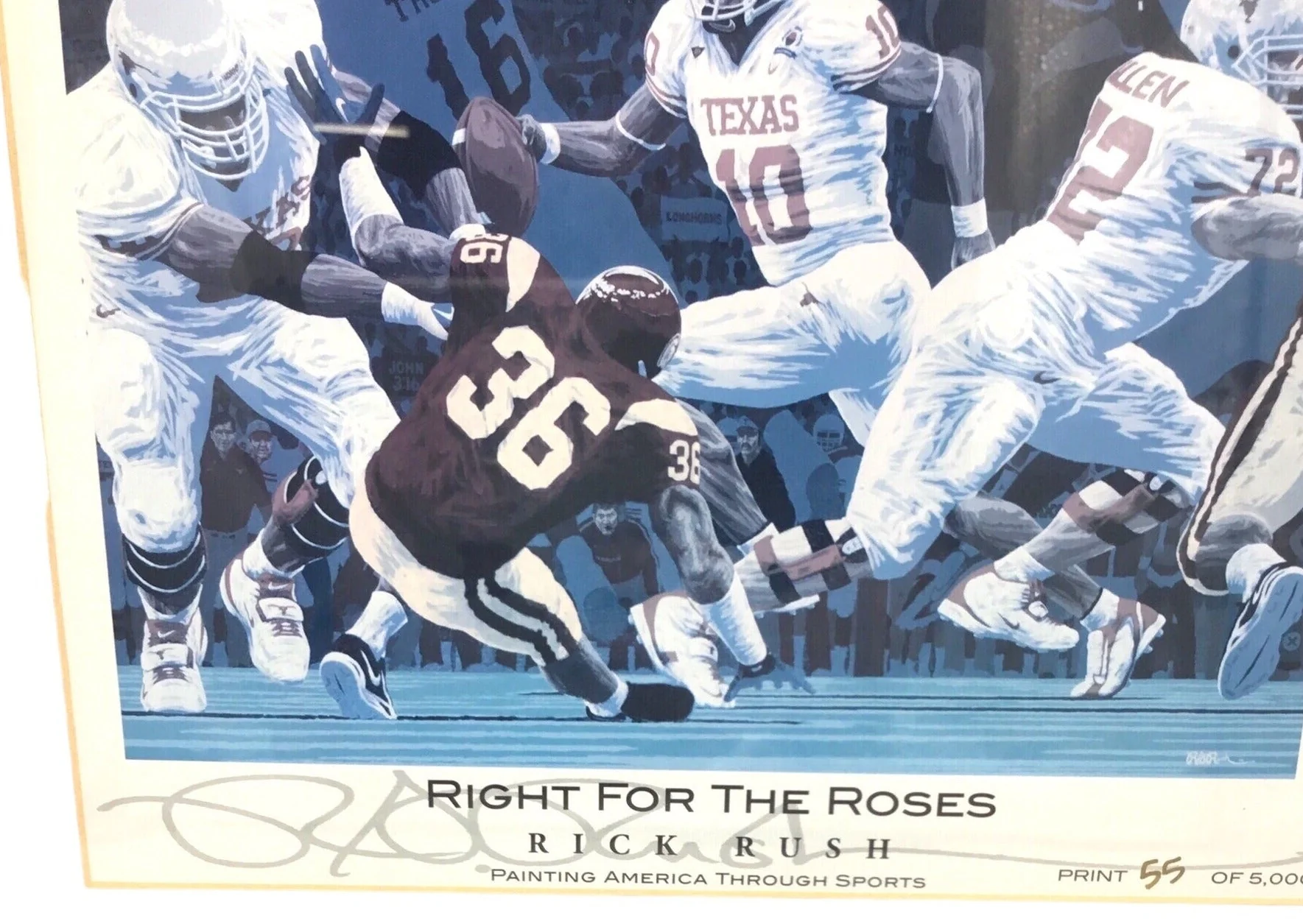 Rick Rush Signed/Autographed Texas Longhorns Right For The Roses Painting #55/5000 - Image 4