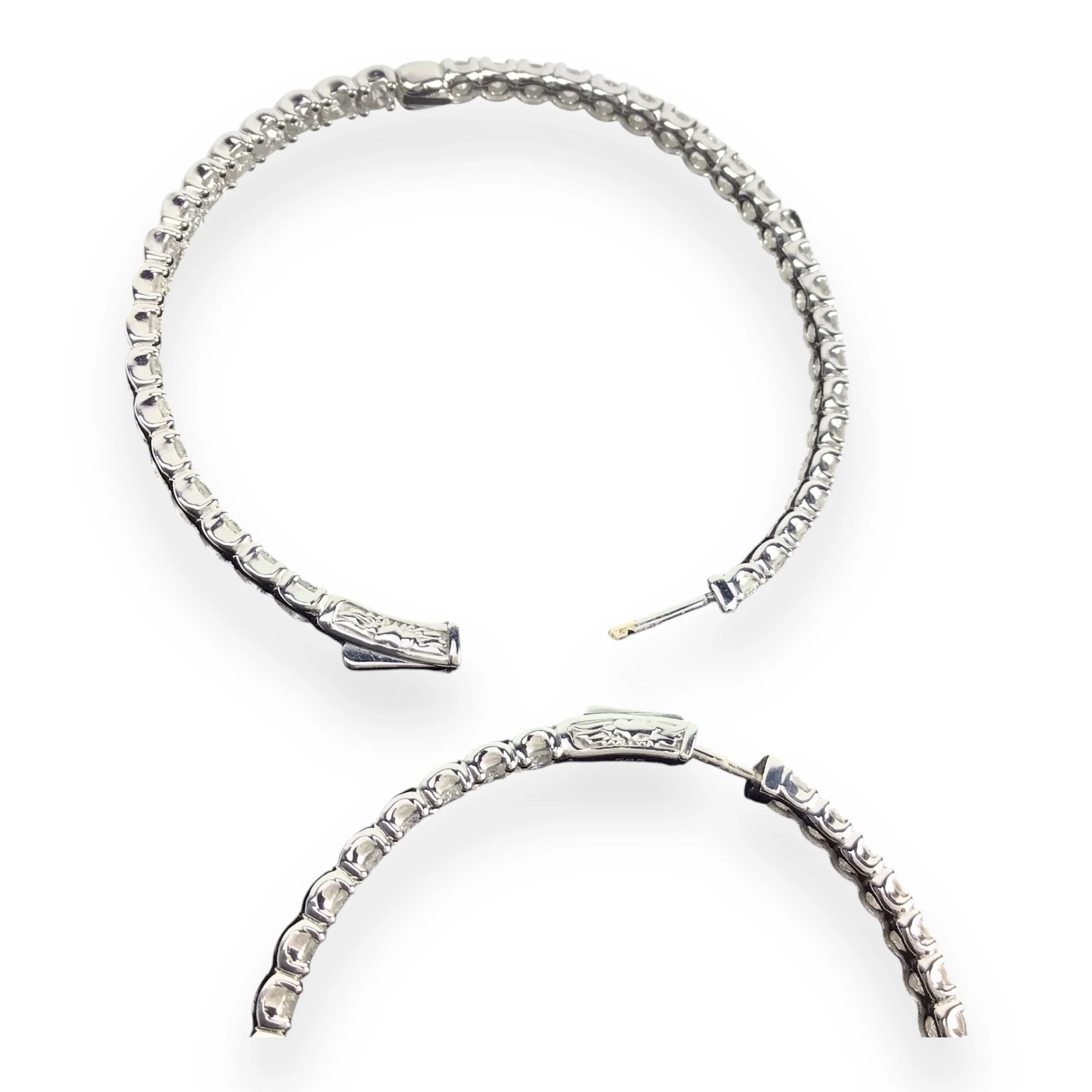6CT TW Diamond 14KT White Gold Hoop Earrings – Estate Jewelry - Image 4