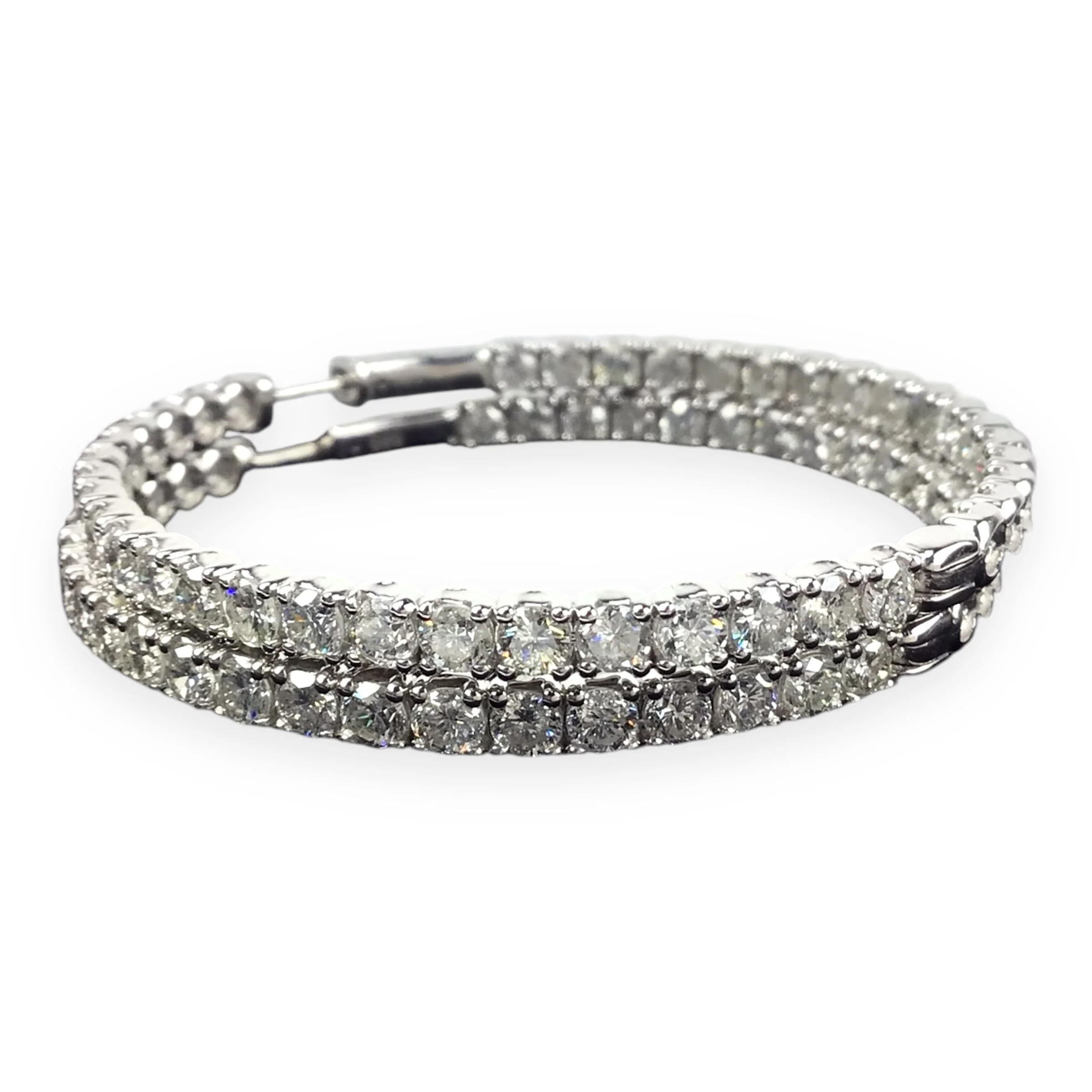 6CT TW Diamond 14KT White Gold Hoop Earrings – Estate Jewelry - Image 6