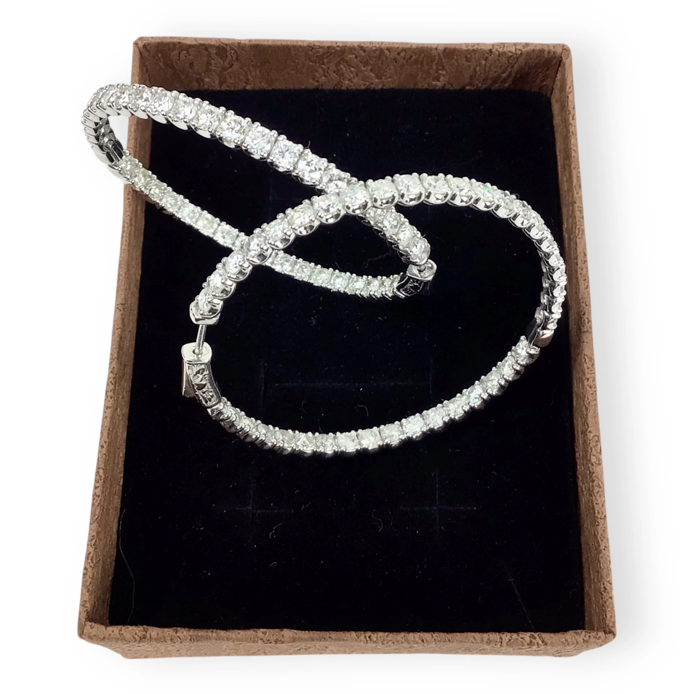 6CT TW Diamond 14KT White Gold Hoop Earrings – Estate Jewelry - Image 7