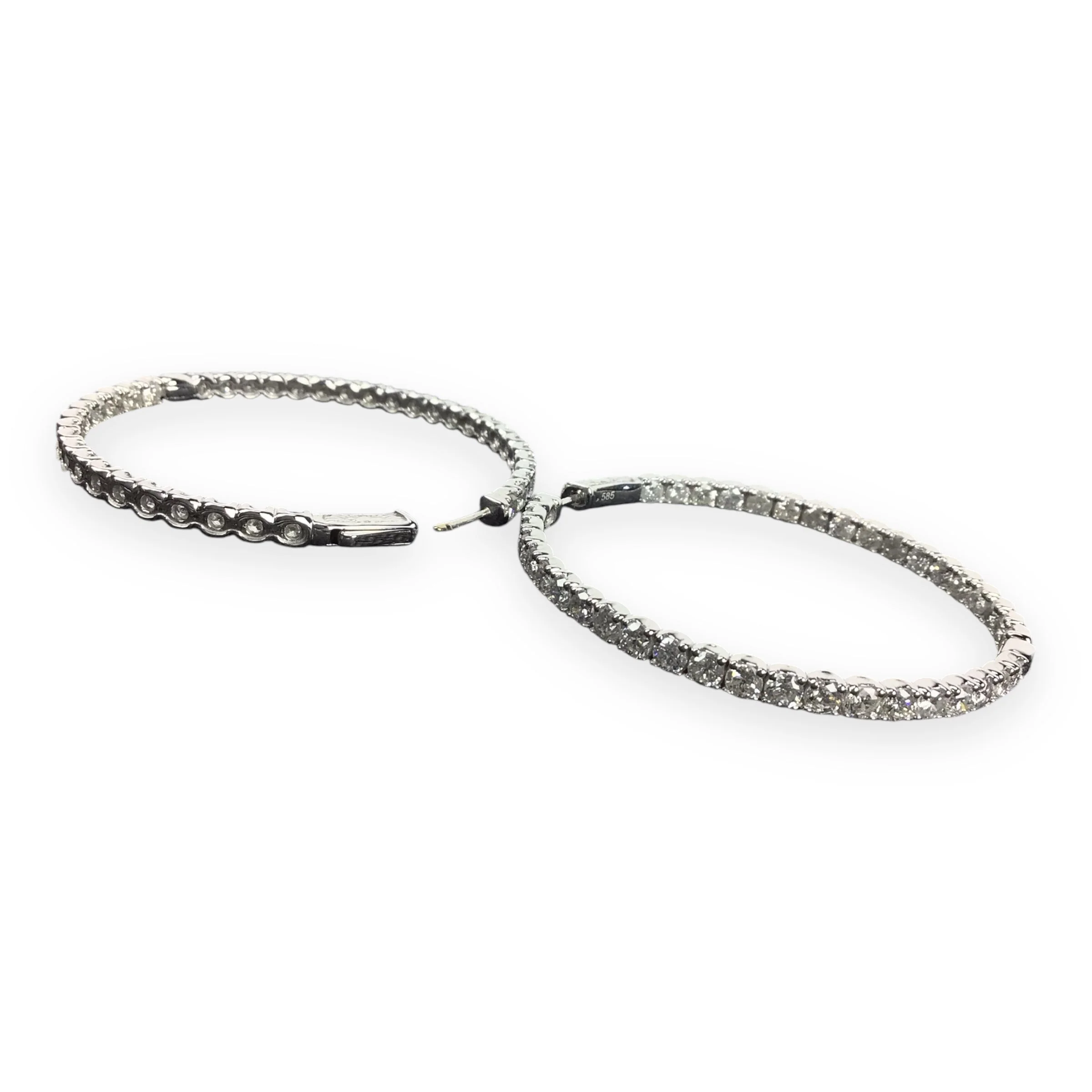6CT TW Diamond 14KT White Gold Hoop Earrings – Estate Jewelry - Image 8