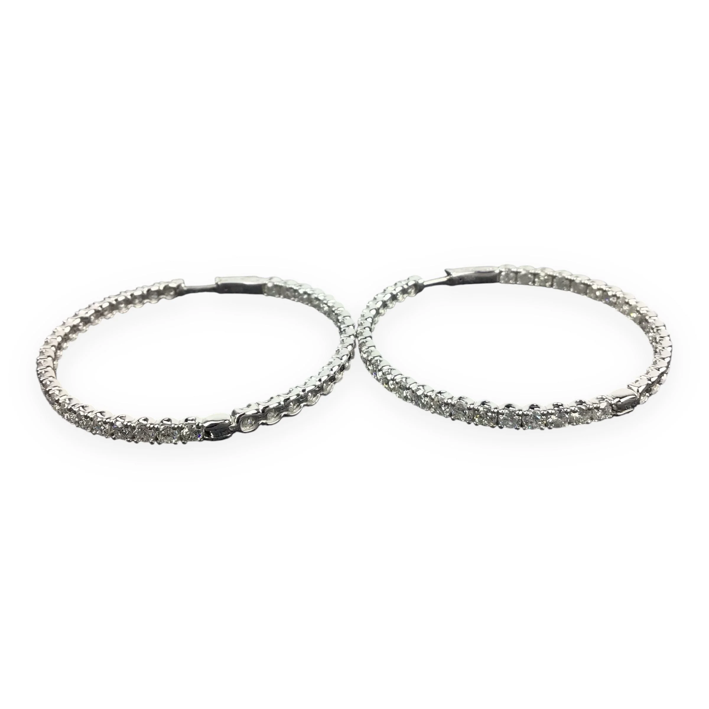 6CT TW Diamond 14KT White Gold Hoop Earrings – Estate Jewelry - Image 9