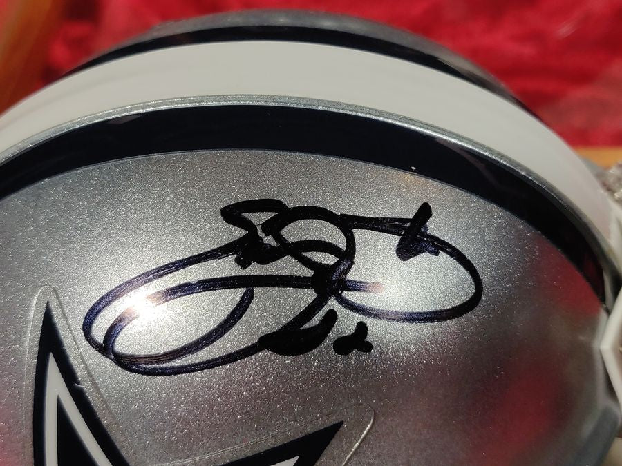 Emmitt Smith Autographed Mini Helmet Shadowbox Cowboys Mounted Memories - Image 4