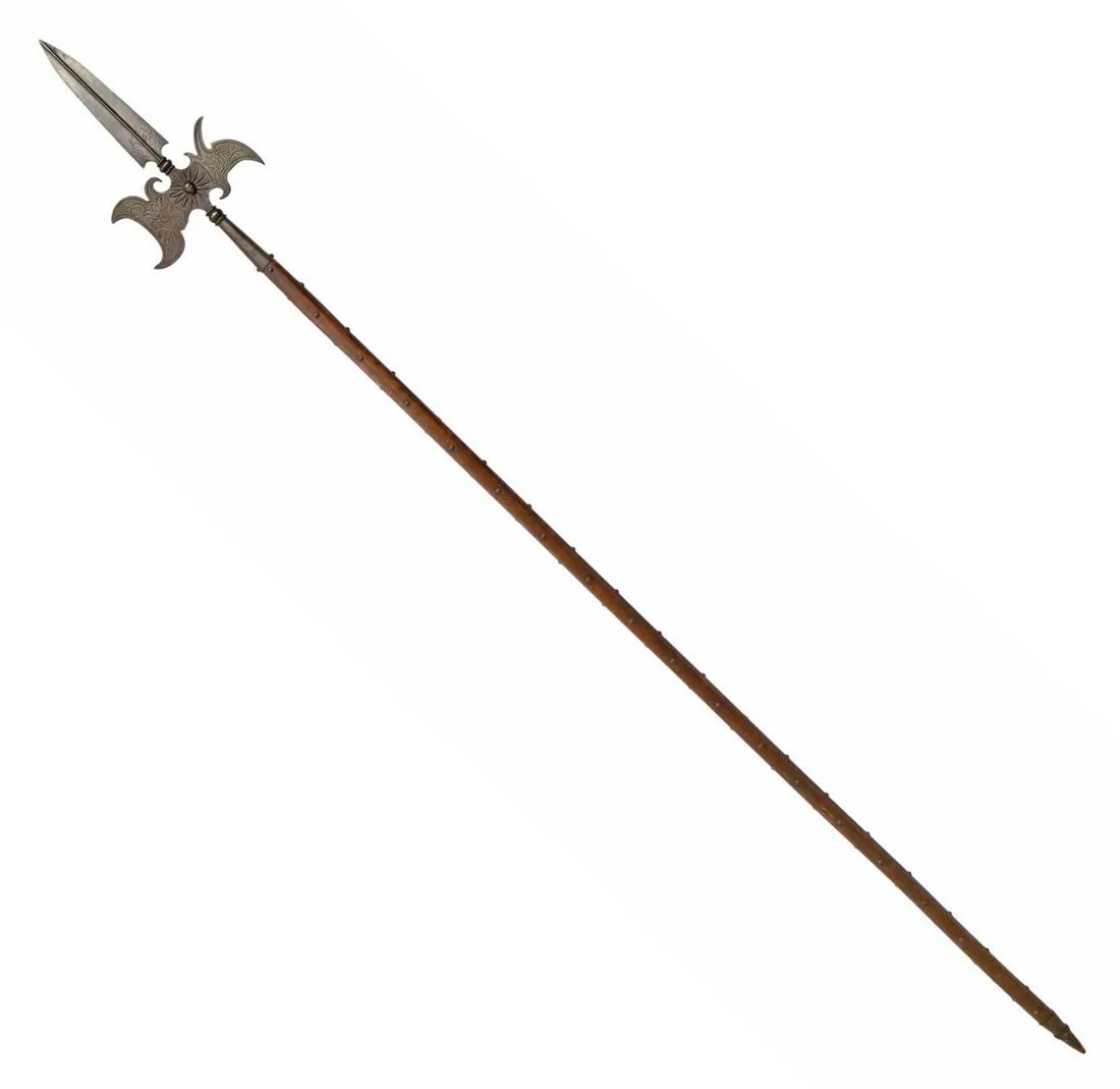 French Renaissance Style Ceremonial Halberd with Butt Plate Lizard Sticker point complete shaft - Image 3