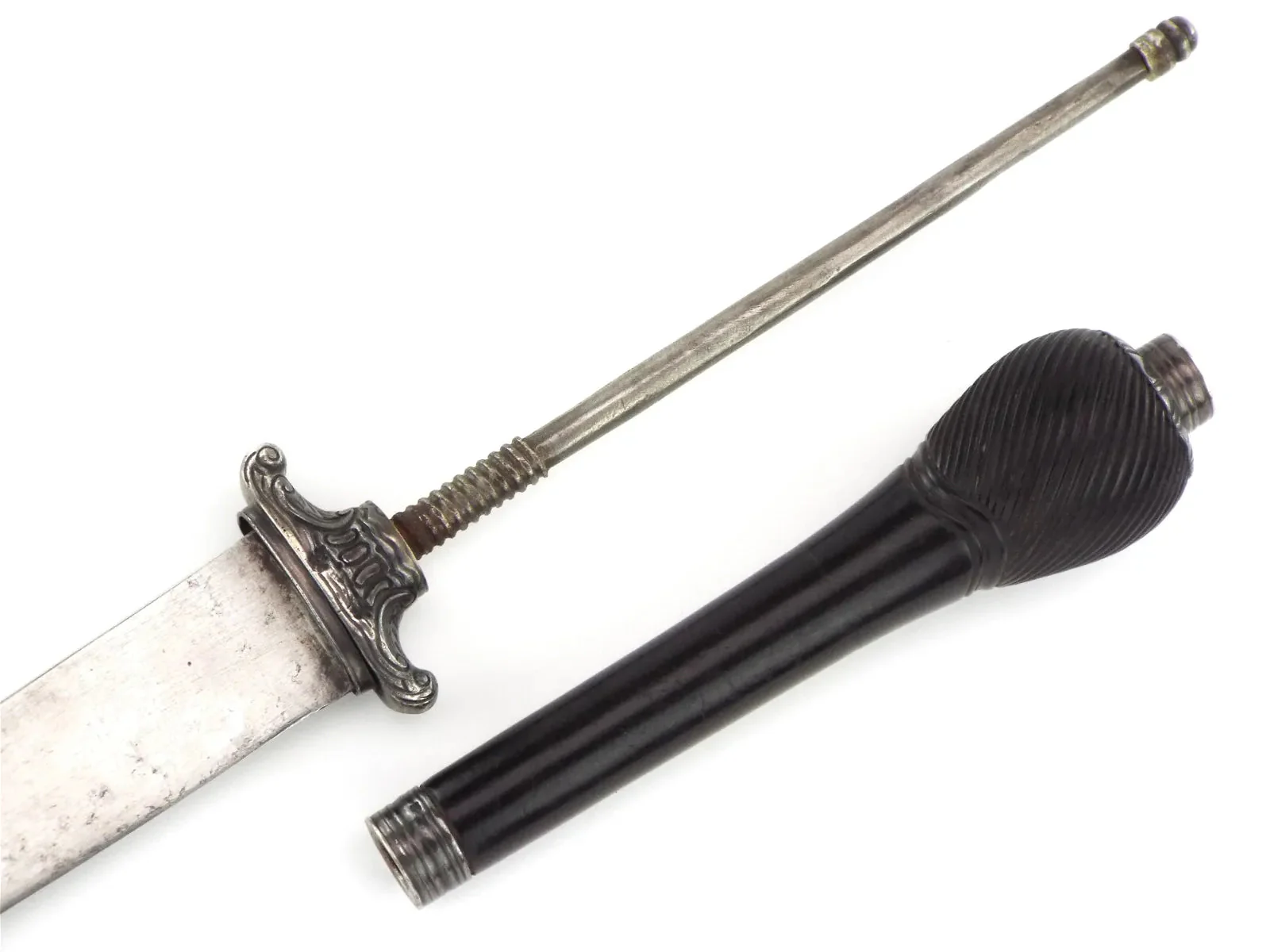 French Plug Bayonet 17th C Silver Hilt Reversible Dagger Musket Mount - Image 11