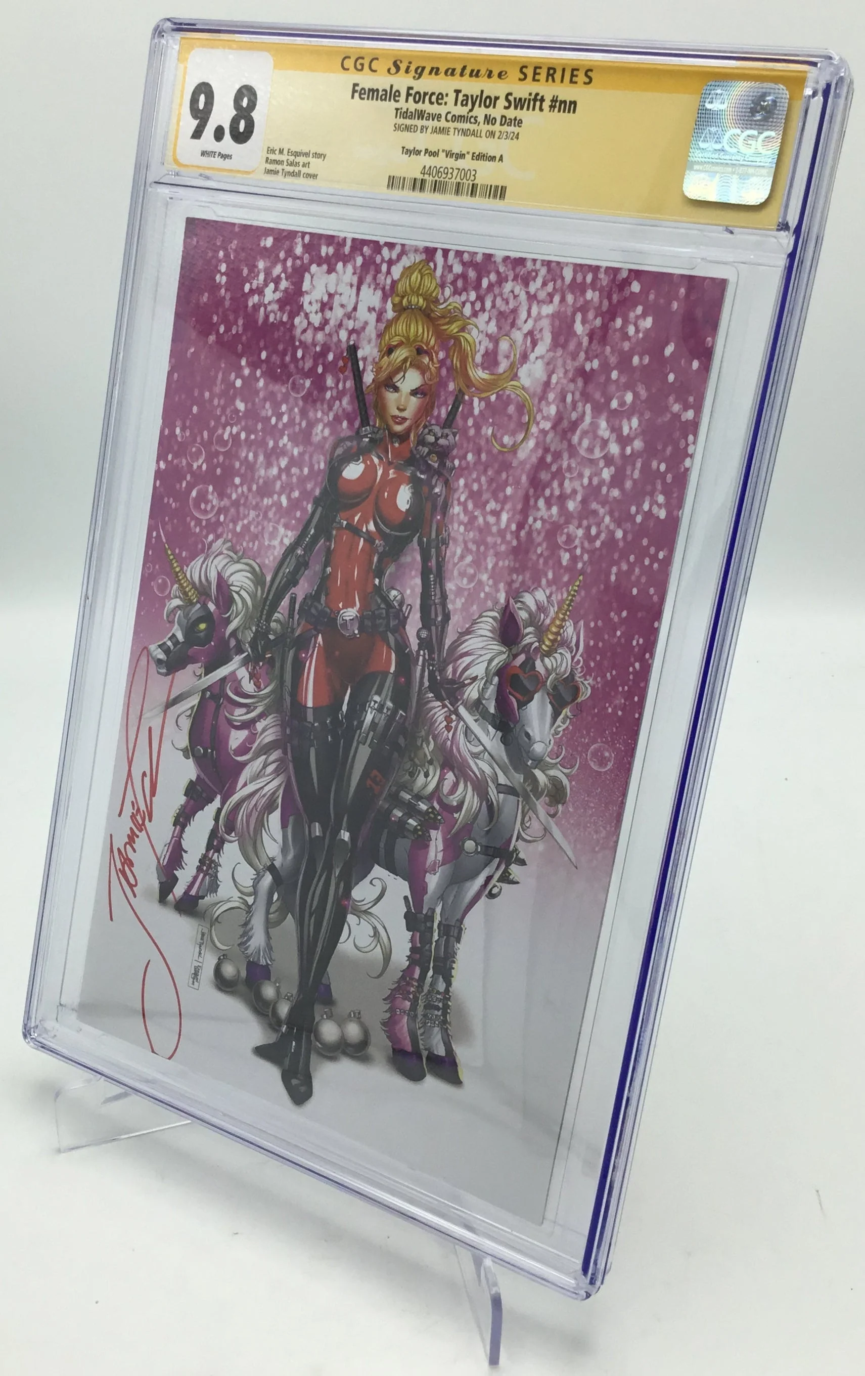Female Force: Taylor Swift - CGC 9.8, SIGNED by Artist Jamie Tyndall - Taylorpool Virgin Edition A Variant Cover - Image 2