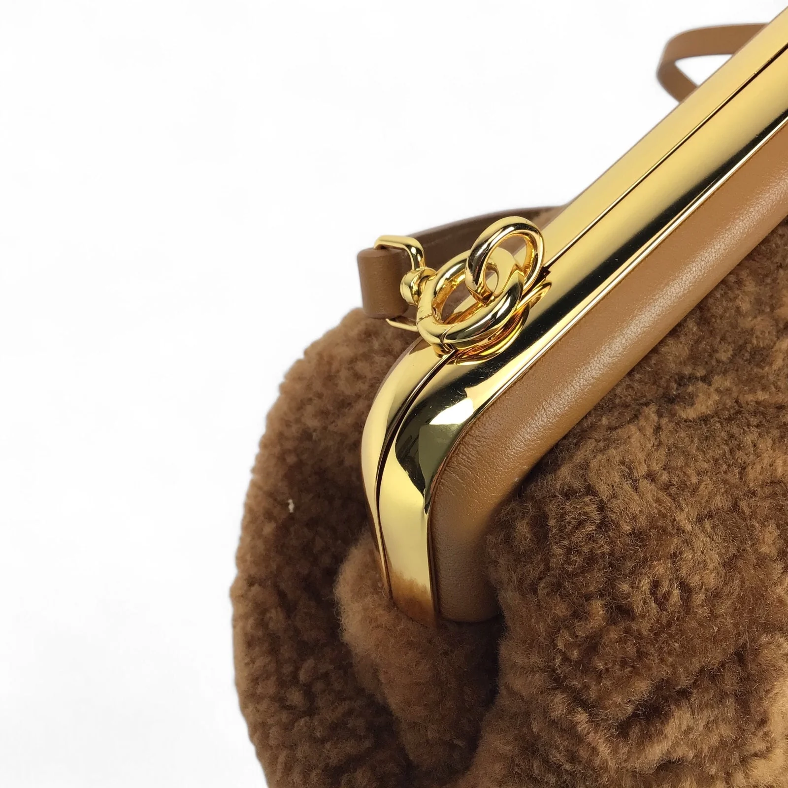 Fendi First Brown Shearling Sheepskin Shoulder Bag w/ Gold Hardware & Dust Bag - Image 8