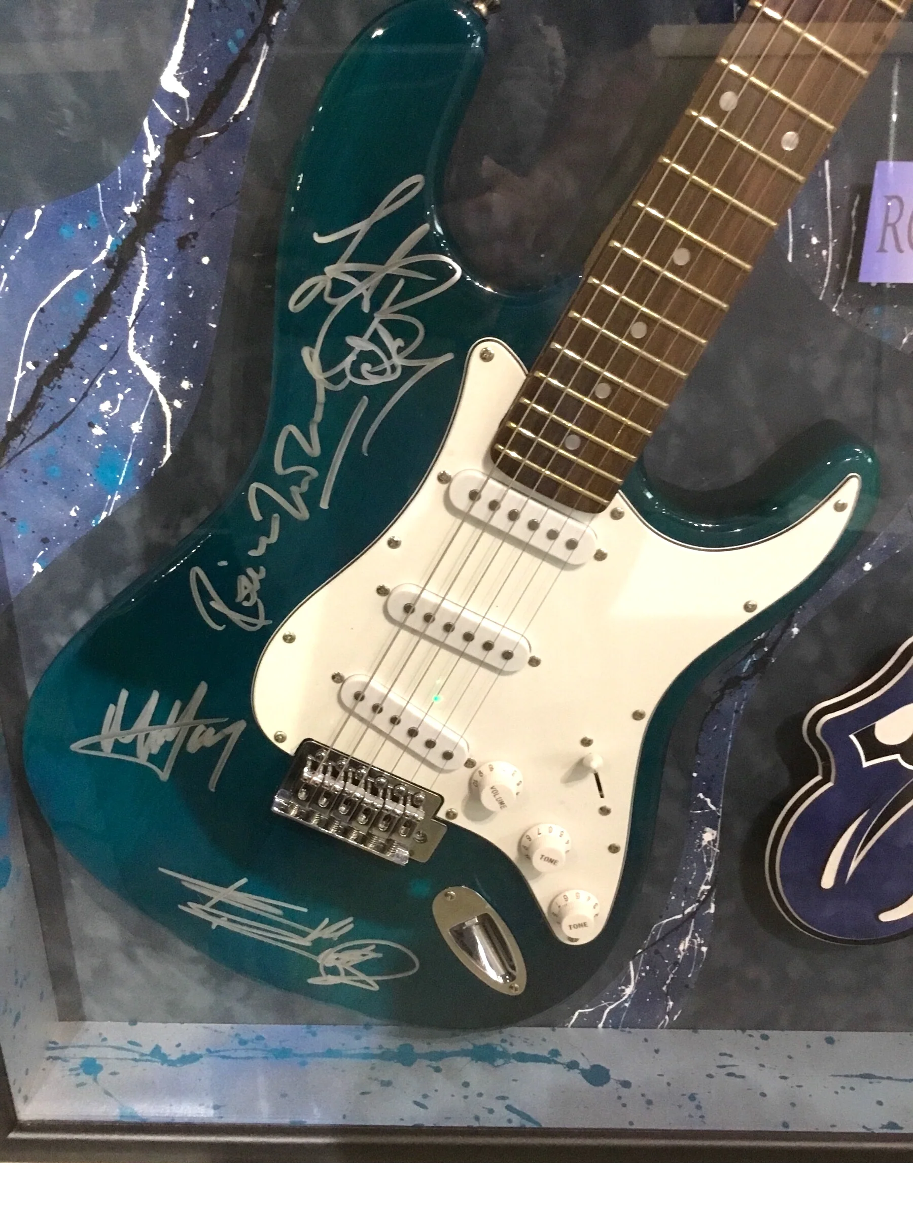 Rolling Stones Signed Framed Shadowbox Cleco Elec Guitar w/ Cert - Image 3