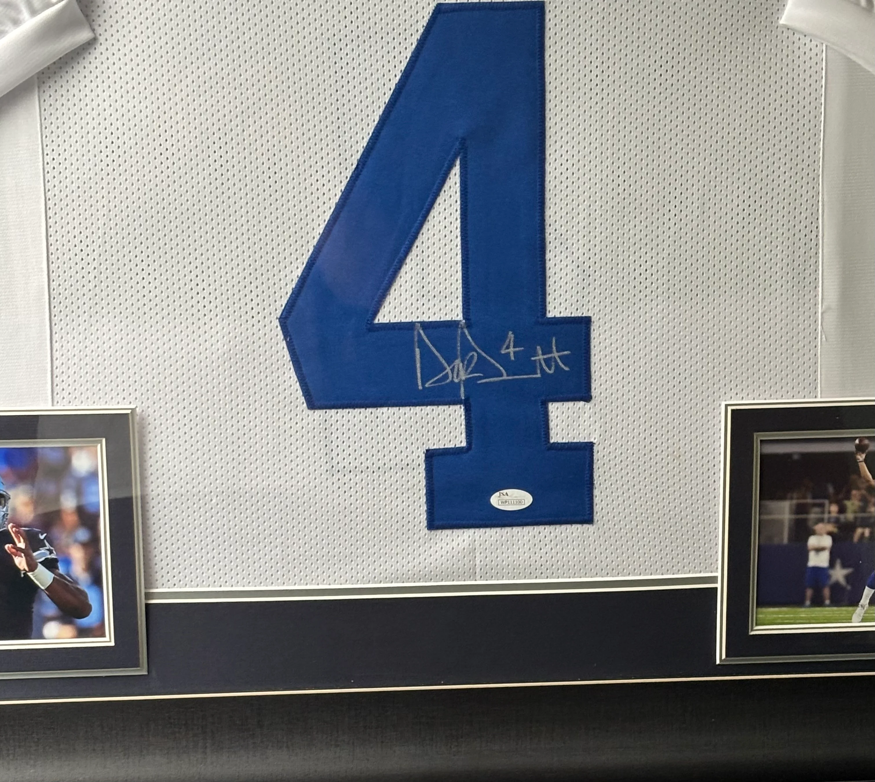 Framed Dak Prescott Autographed Jersey w/ JSA Authentication & 2 Action Photos - Image 2
