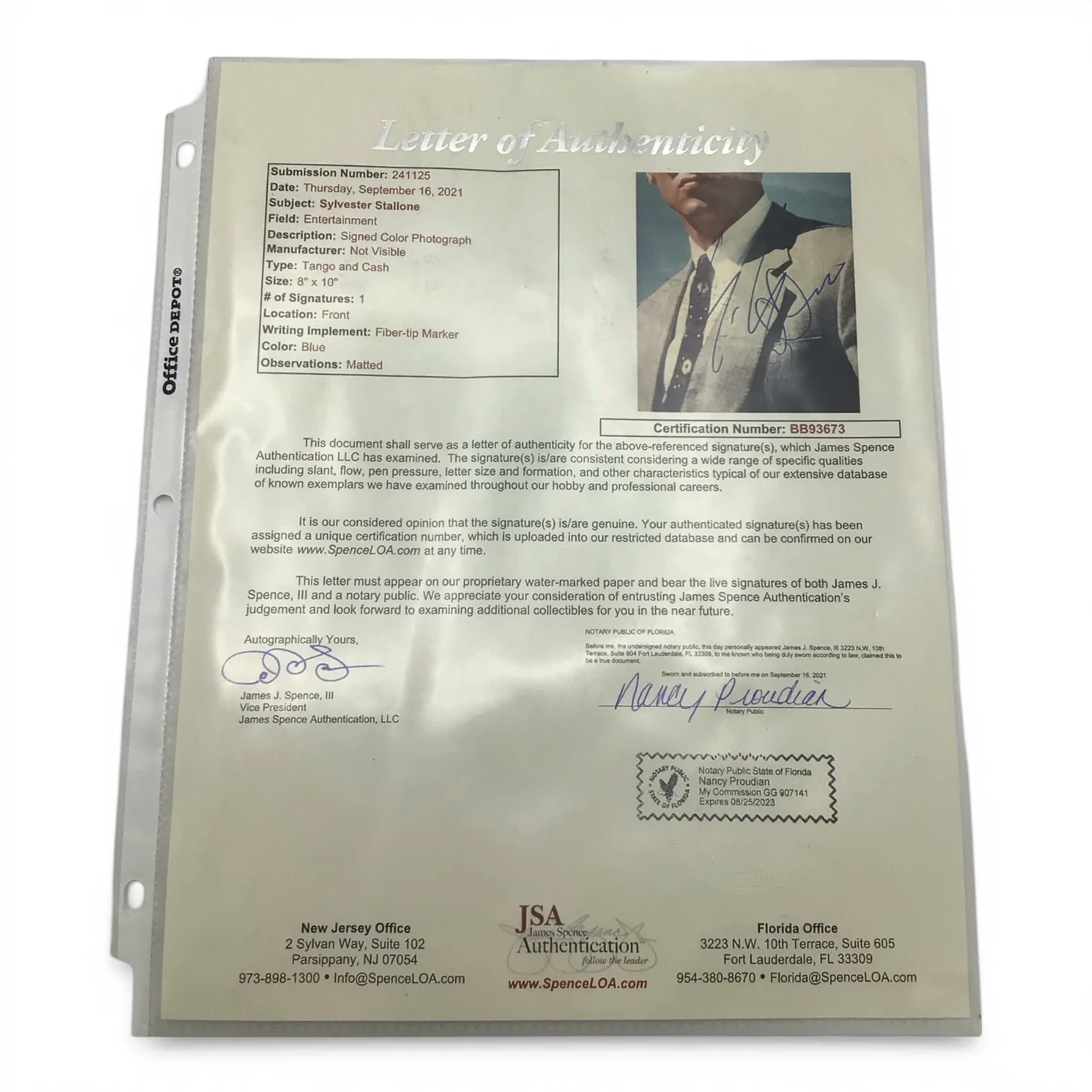 Framed Sylvester Stallone 8x10 Photo - Authentic - Image 3