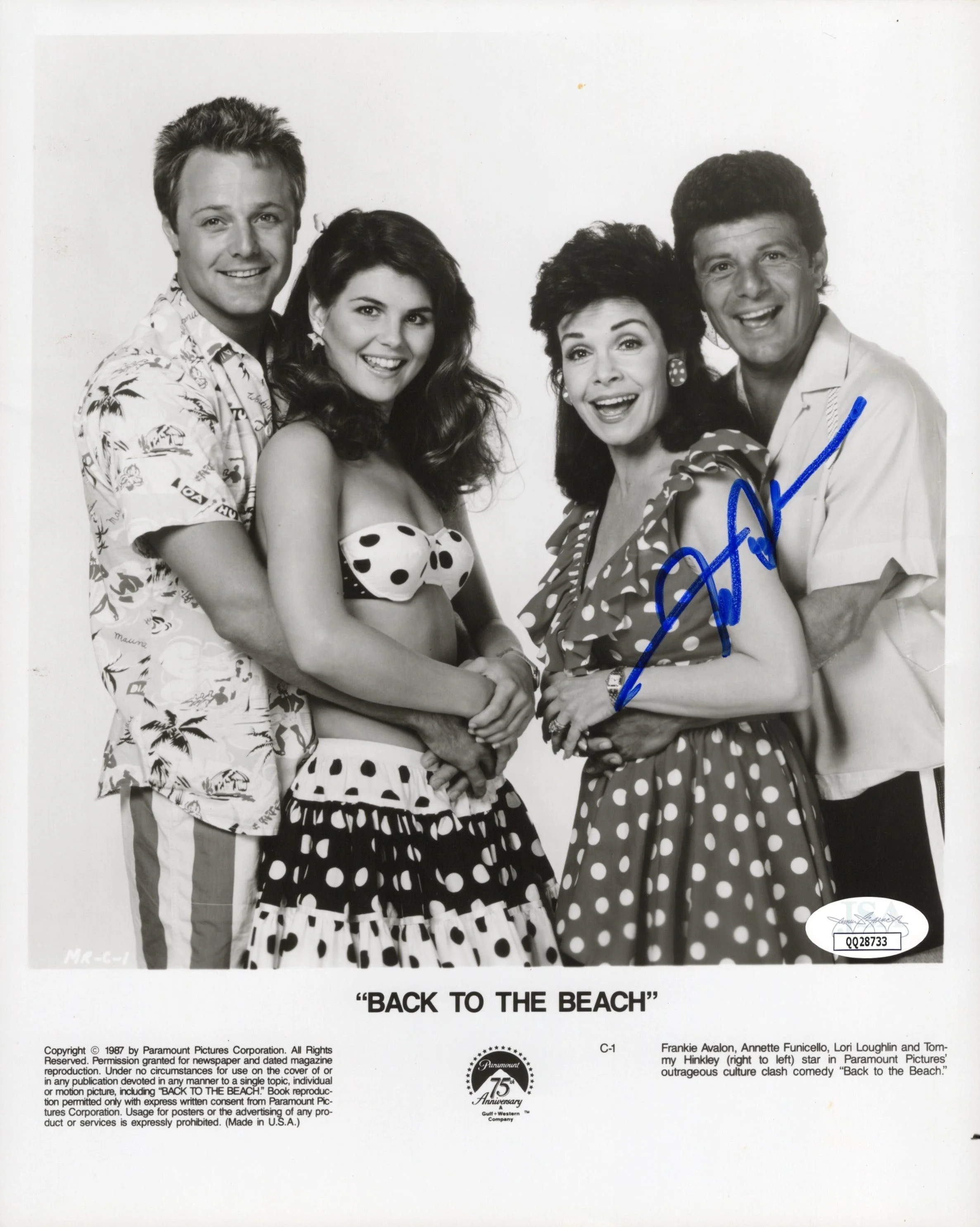 Frankie Avalon Signed Photo 8x10 in Back To The Beach – JSA Certified Authentic QQ28733