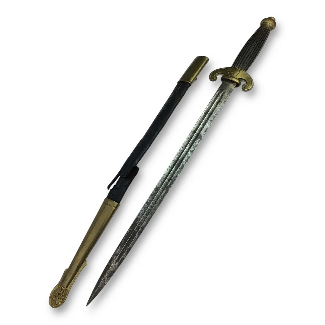 French Naval Administration Dirk Model 1860 Ebony Grip w/ Scabbard - Image 3