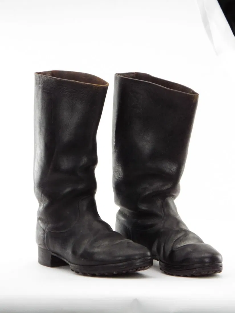 German WWII Wehrmacht or SS Black Leather Uniform Pair of Hobnail Boots - Image 10
