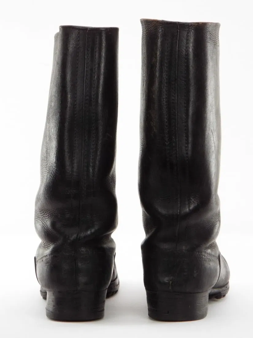 German WWII Wehrmacht or SS Black Leather Uniform Pair of Hobnail Boots - Image 7